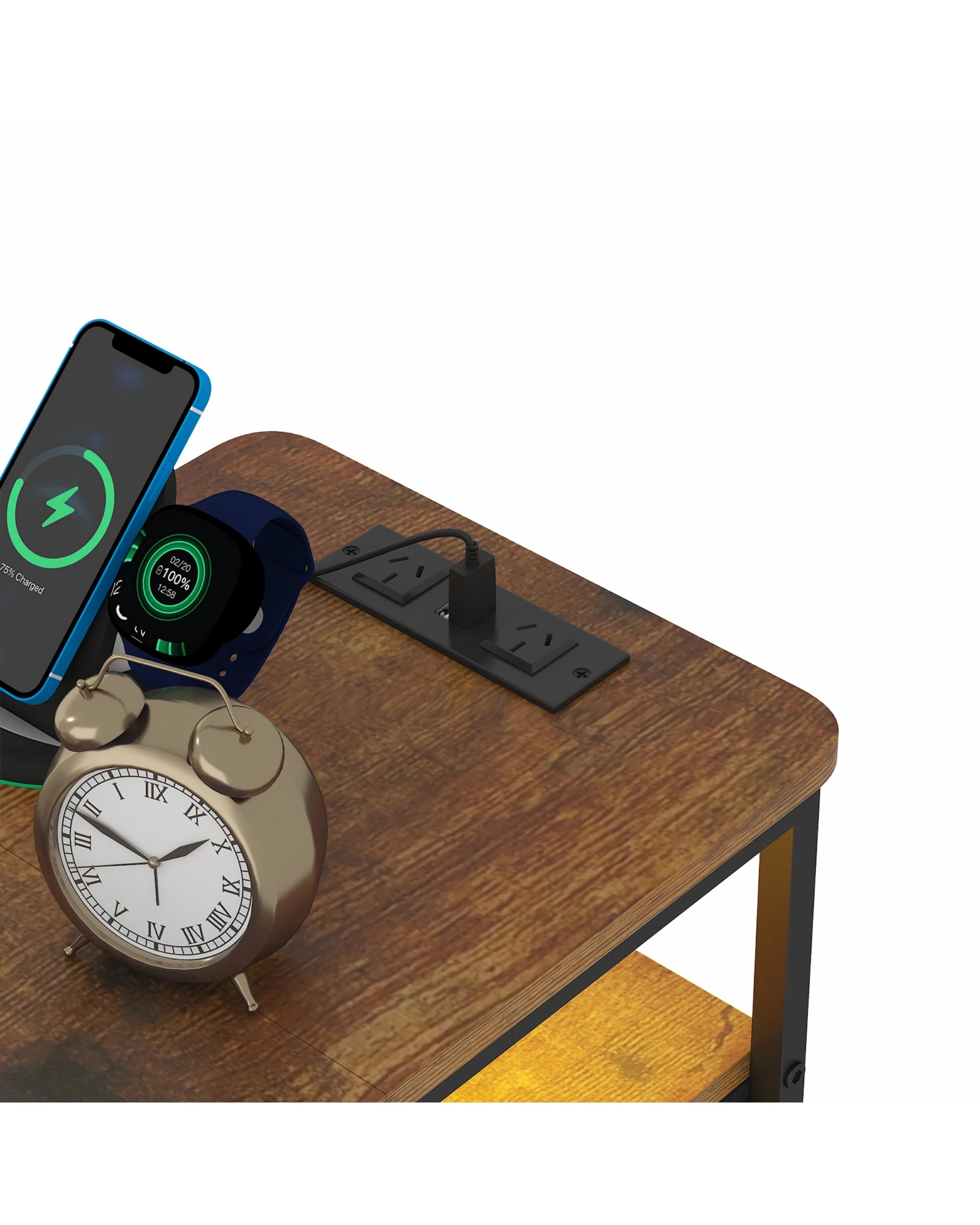 8 Advwin LED End Table Sofa Side Table with Charging Station and Drawers Narrow Bedside Table, 8 of 10