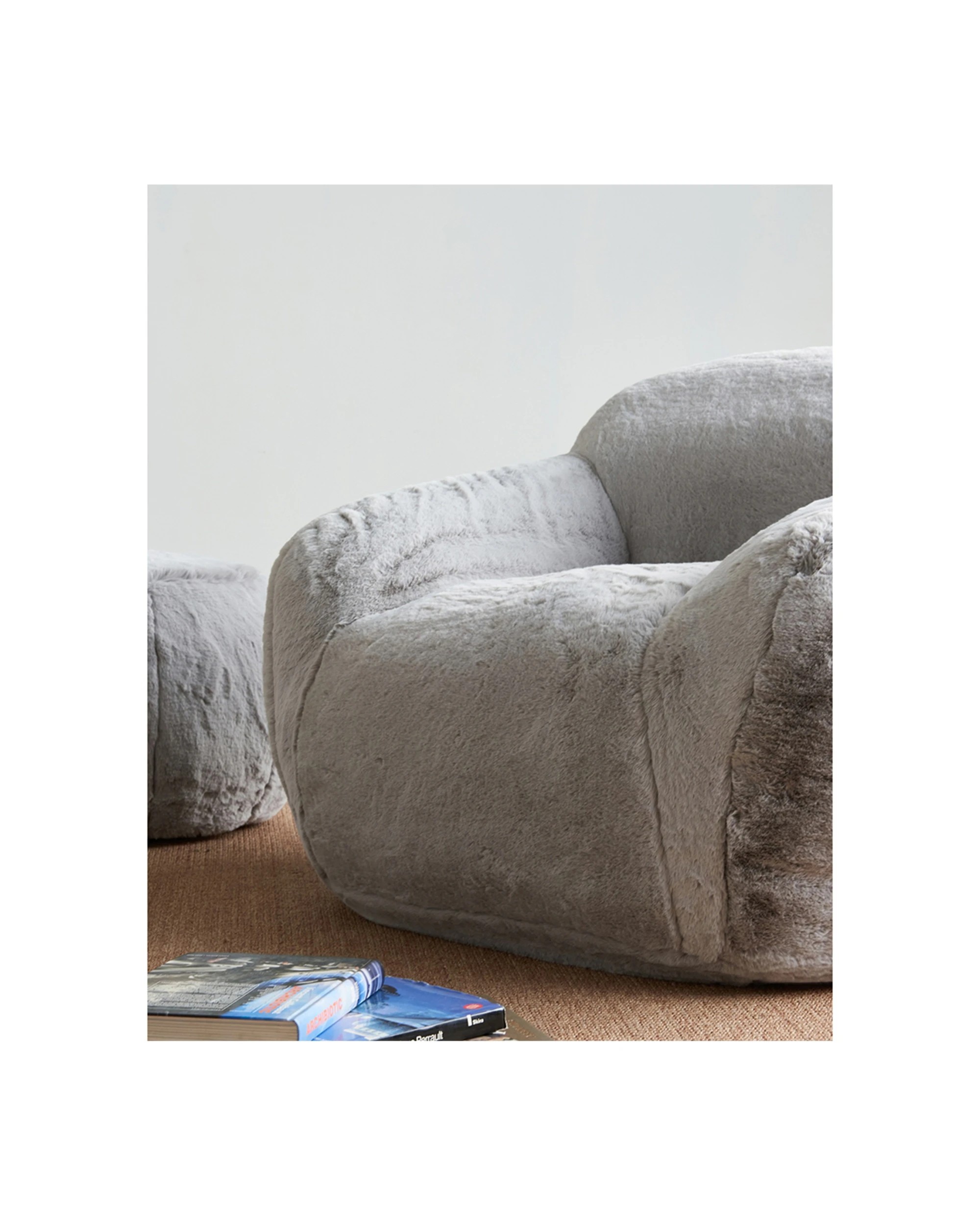 2 I Am Fake Faux Fur Large Polyester Fabric Cozy Chair Home Decor - Grey, 2 of 3