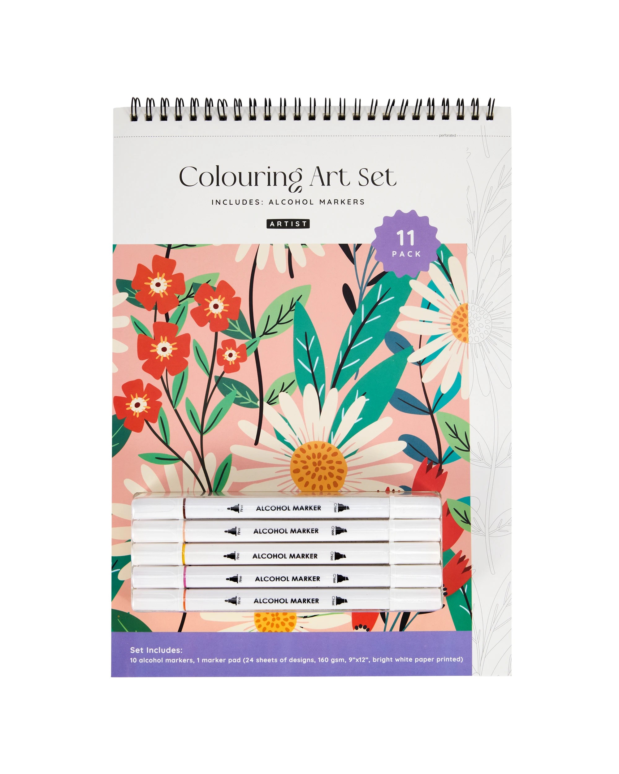 1 11 Pack Colouring Art Set - Flowers, 1 of 5