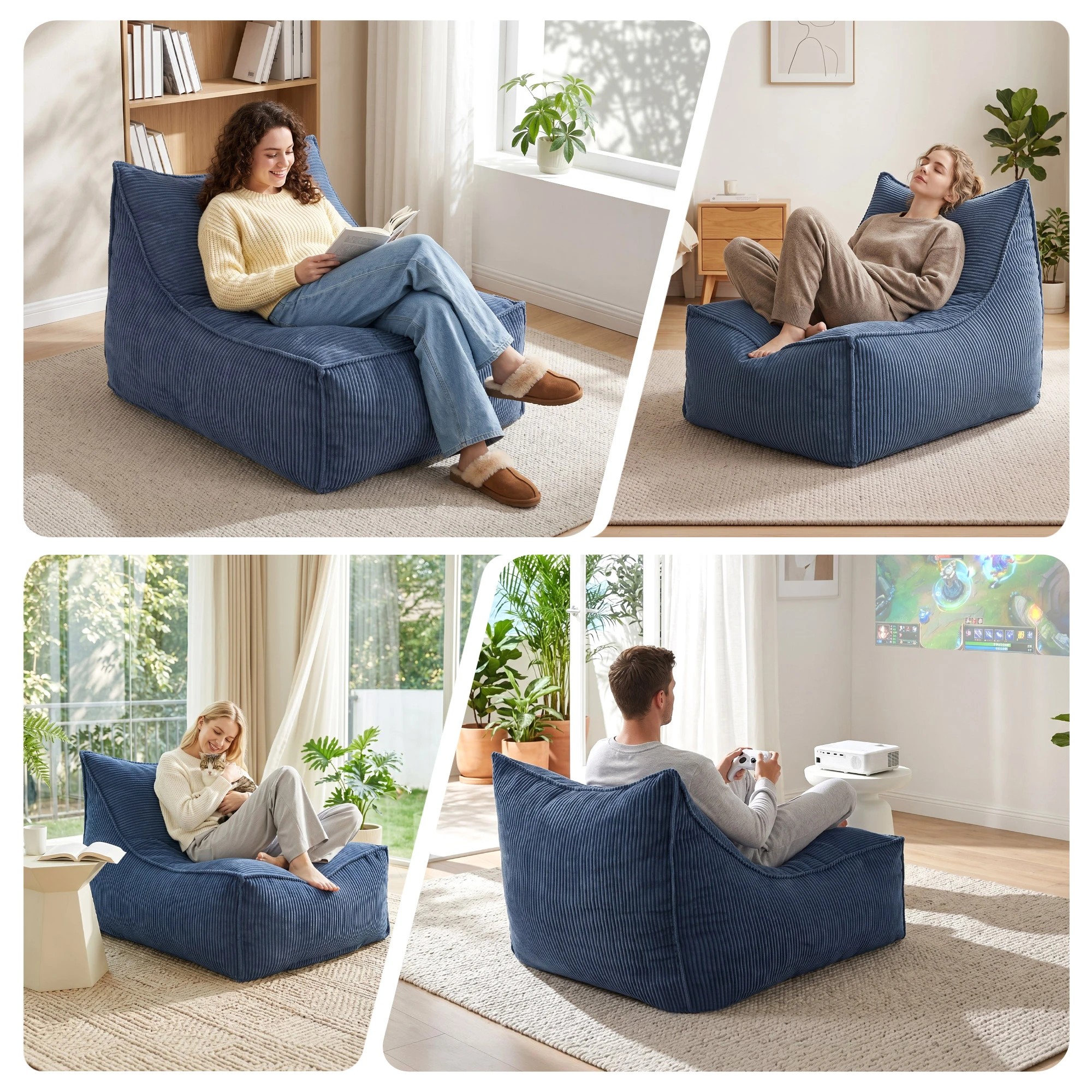 7 Artiss Bean Bag Chair Cover Corduroy No Filler Washable Lazy Sofa Cover - Blue, 7 of 10