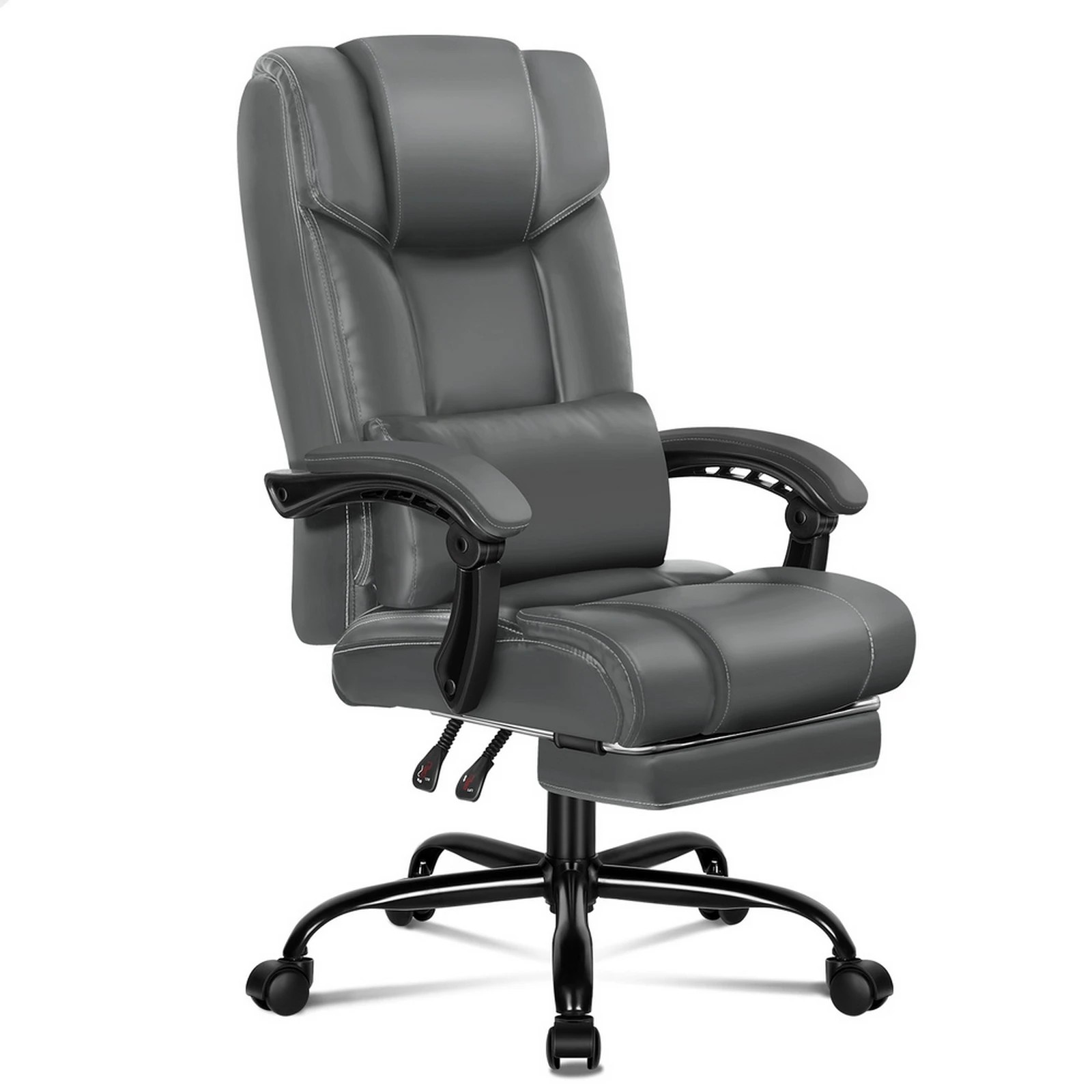 1 Alfordson Office Chair Executive Computer Gaming PU Leather Seat Recliner - Grey, 1 of 10