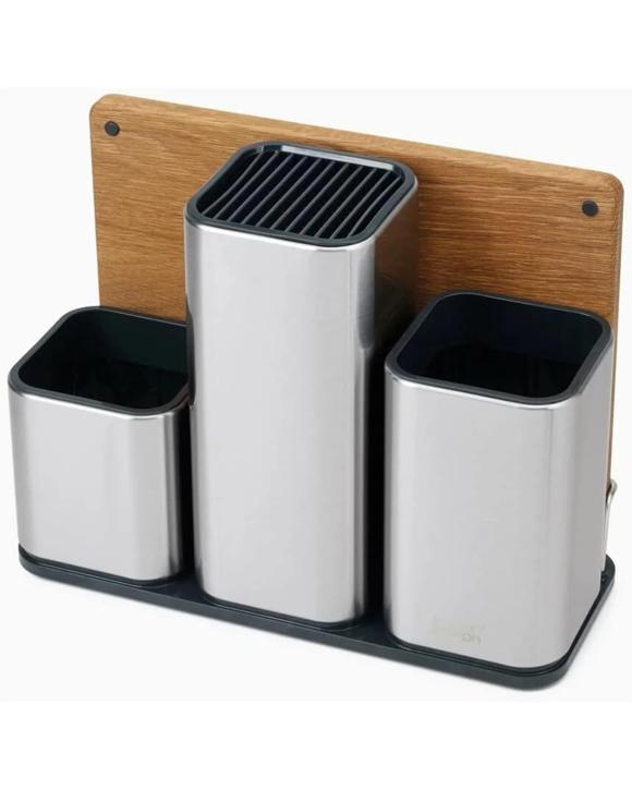 Joseph Joseph CounterStore Stainless Steel Kitchen Organizer w/ Chopping Cutting Board