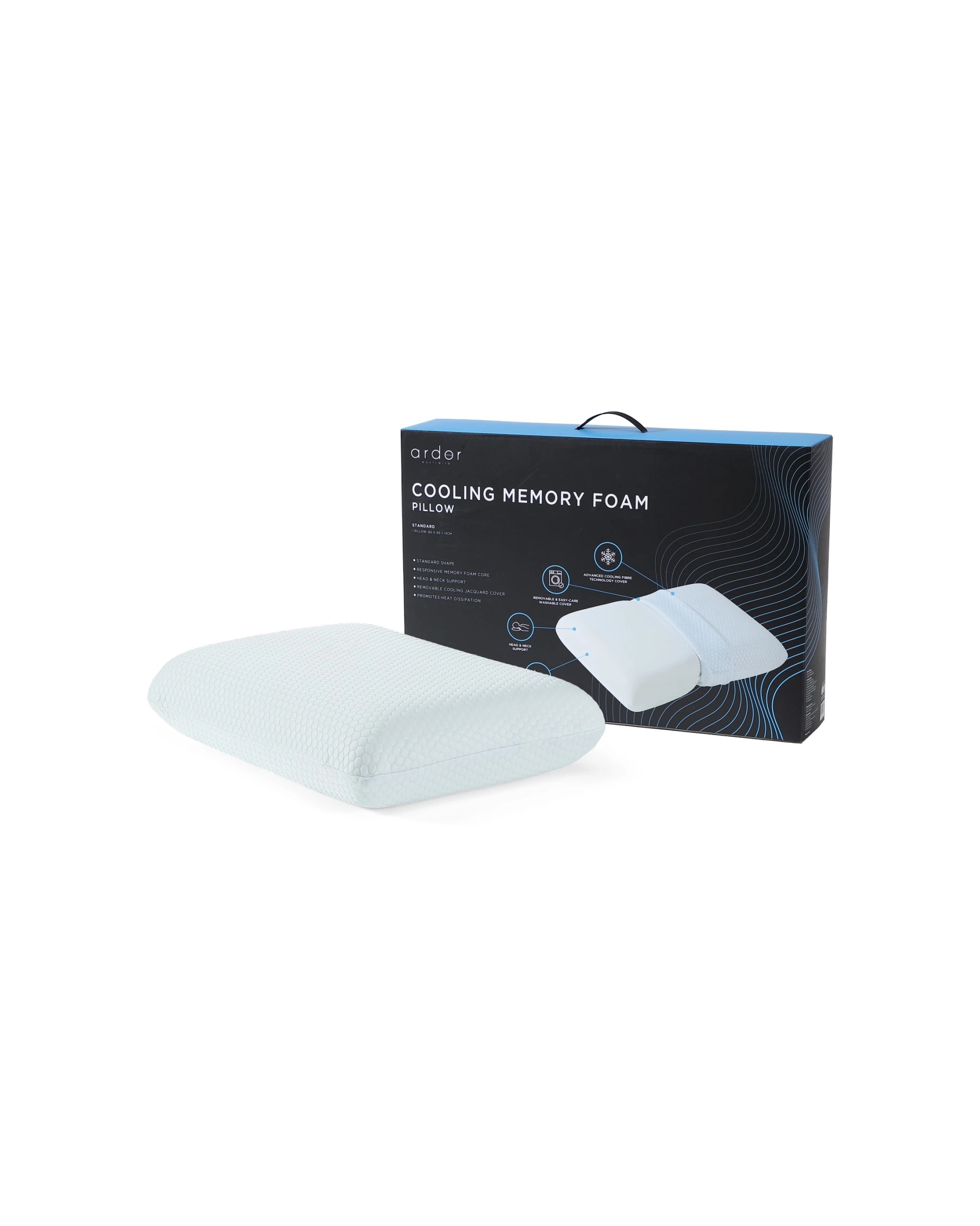3 ARDOR Memory Foam Pillow Support Pillow Standard Shape 60x40cm Cool Fibre, 3 of 5