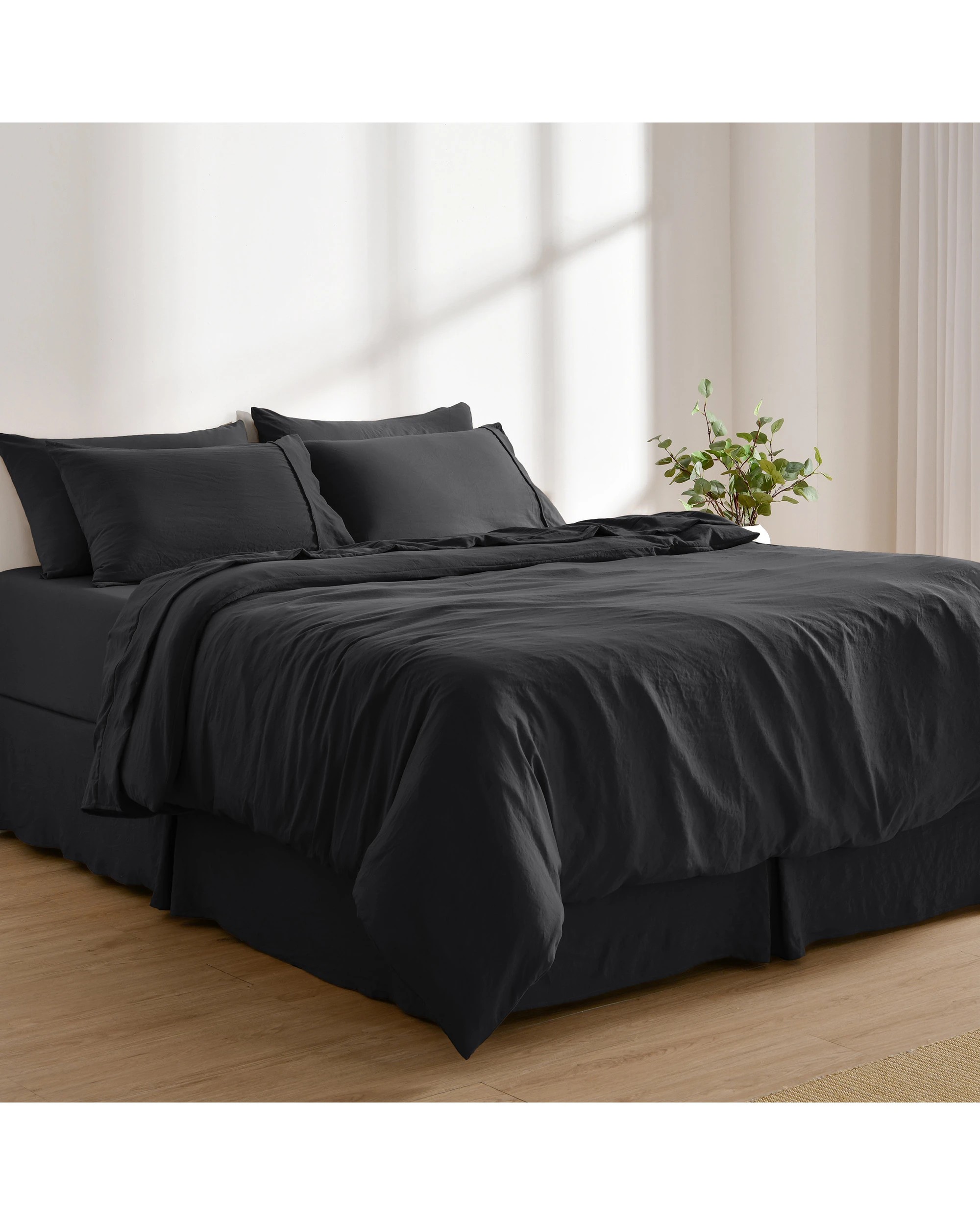 8 Dreamaker Superfine Washed Microfibre Pleated Valance - King Bed - Black, 8 of 9