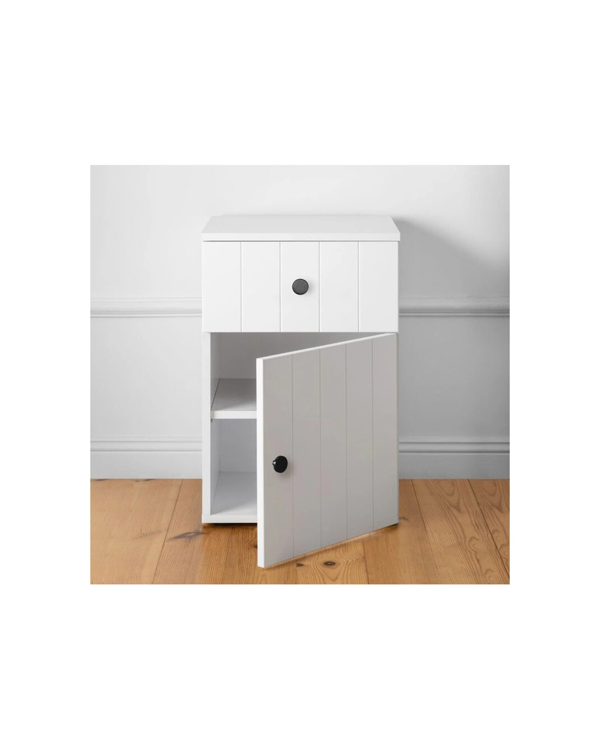 2 European Cabinetry Porto VJ Panel Front Bedside Table Round Handle - White, 2 of 4