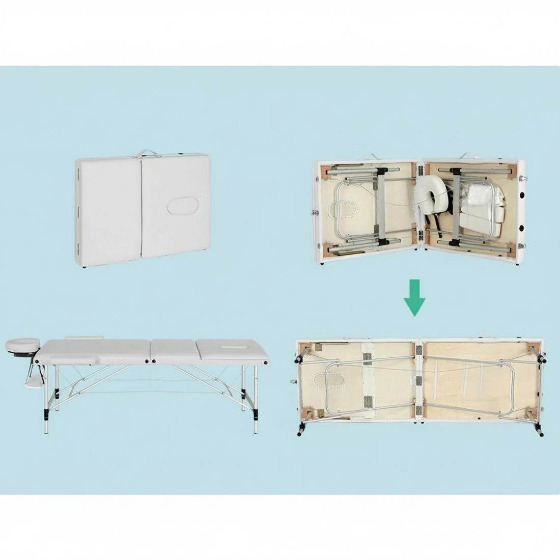 6 Zenses Massage Table 65cm Portable 3 Fold Aluminium Beauty Bed - White, 6 of 6