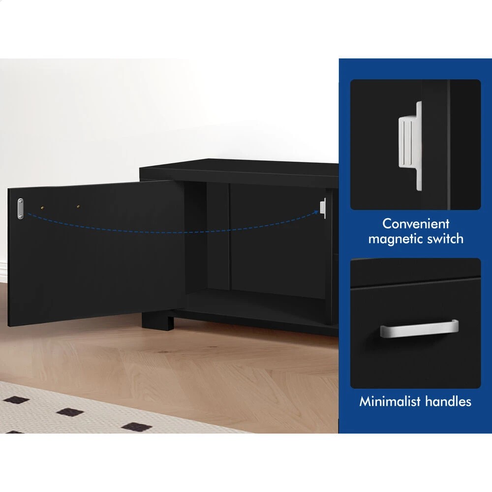 5 Alfordson TV Cabinet Entertainment Unit Stand Storage Shelf 160cm - Black, 5 of 10