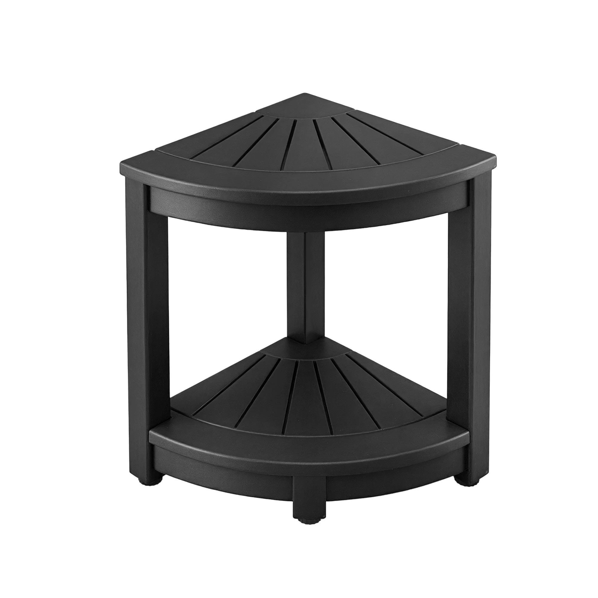 3 Gardeon Outdoor Coffee Side Table HDPE Desk Corner Shower Stool Bench Seat with Storage Shelf - Black, 3 of 8