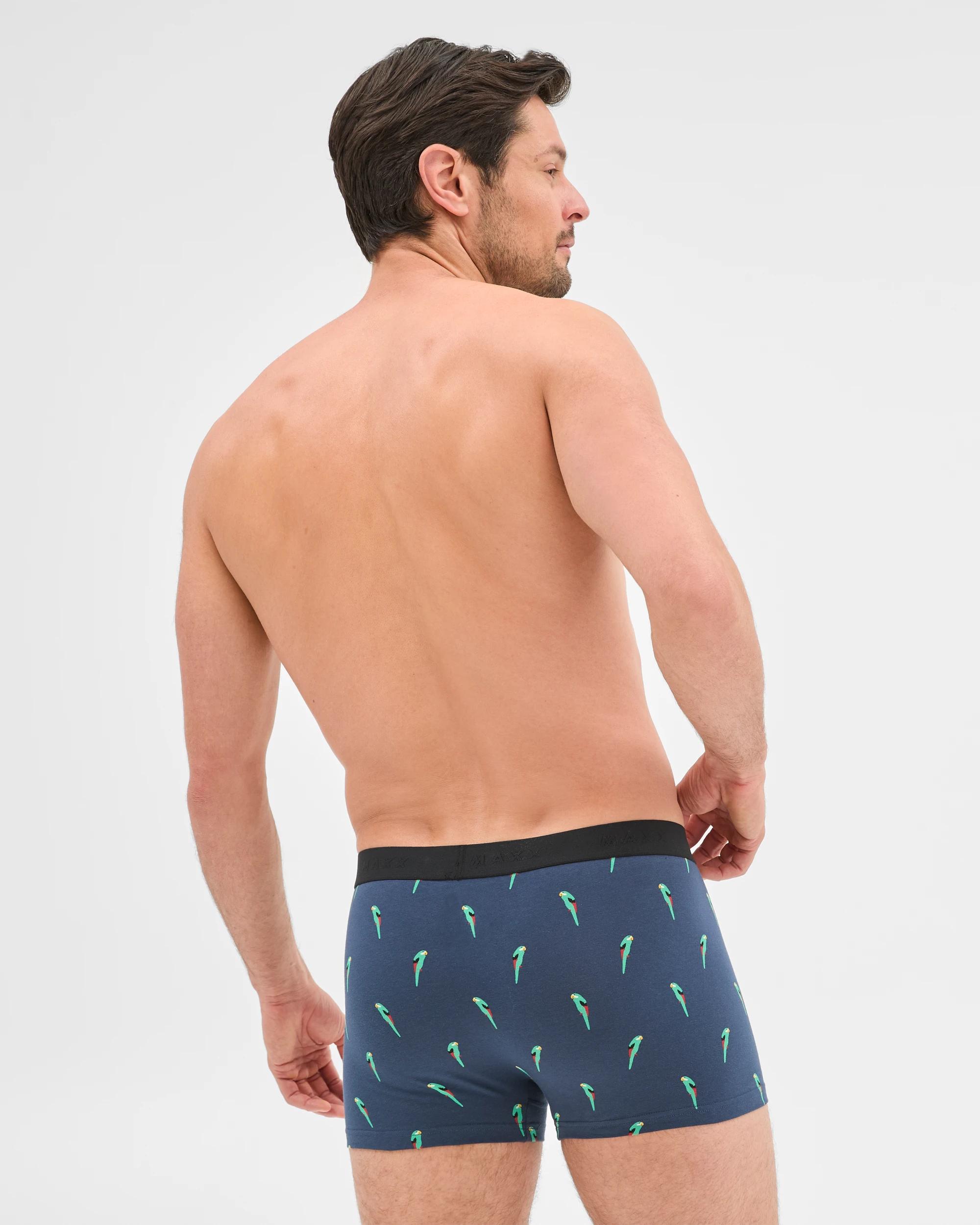 3 Australian Cotton Blend Men's Hipster Trunks 3 Pack - Maxx BIRDS NAVY/GREEN/BLACK, 3 of 4