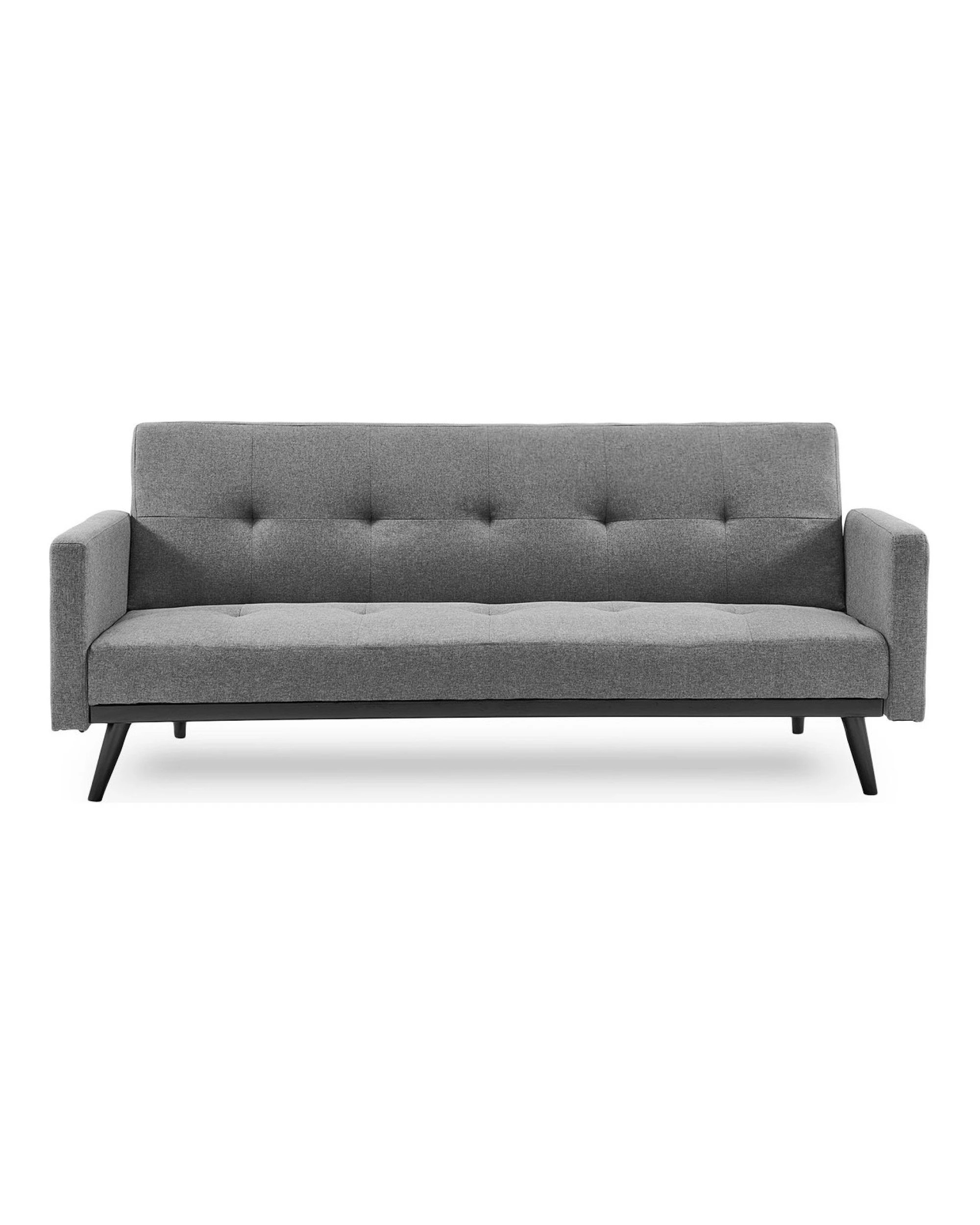 1 Sarantino Tufted Faux Linen 3-Seater Sofa Bed with Armrests - Grey, 1 of 8