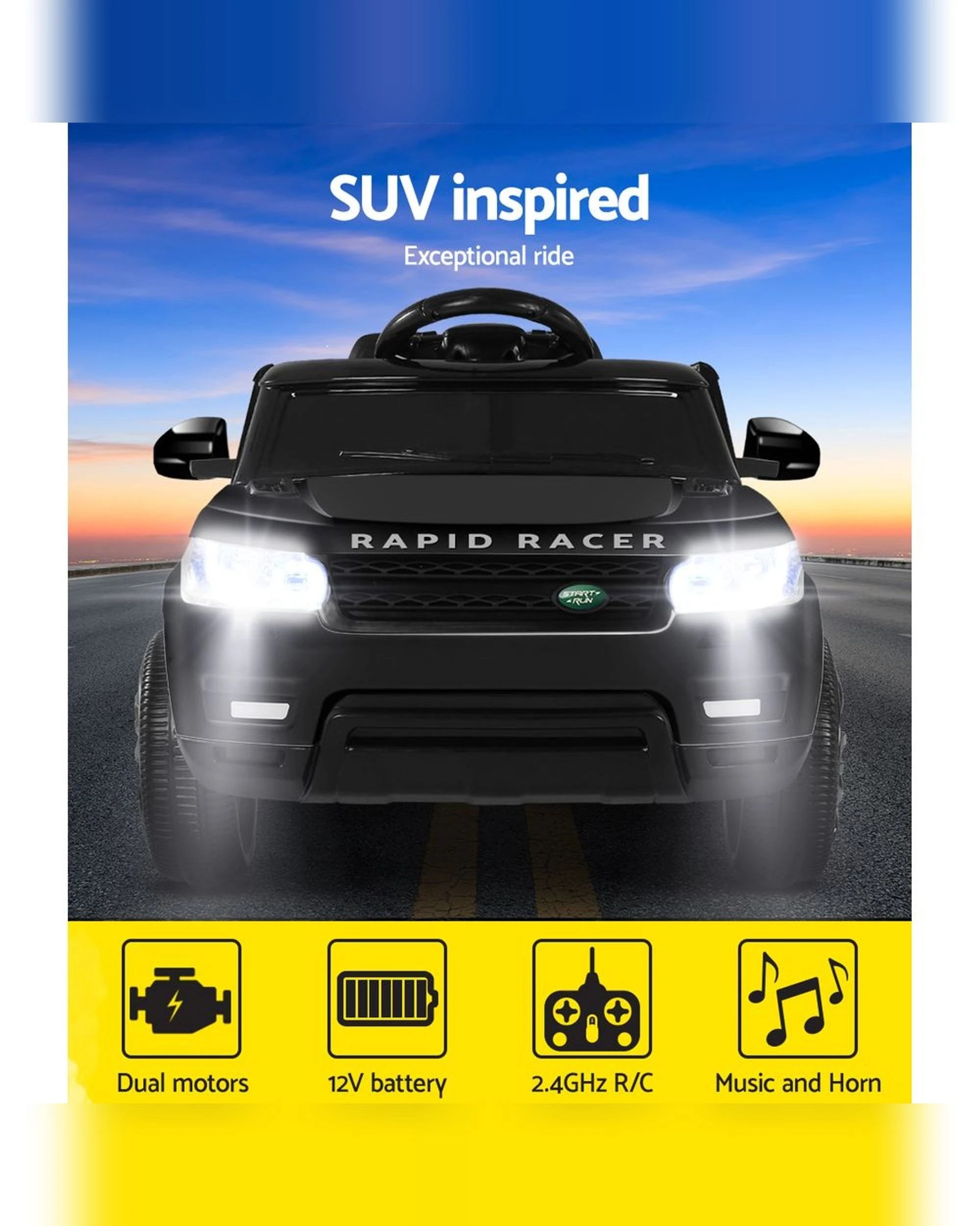 3 Rigo Kids Electric Ride On Car SUV Cars Remote 12V - Black, 3 of 7