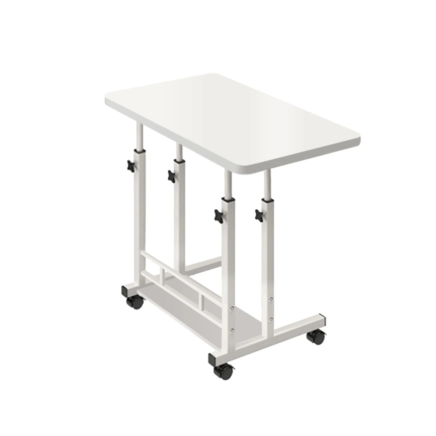 1 Foret Mobile Laptop Bedside Study Desk Storage Stand Adjustable Portable 2 Shelf White, 1 of 7