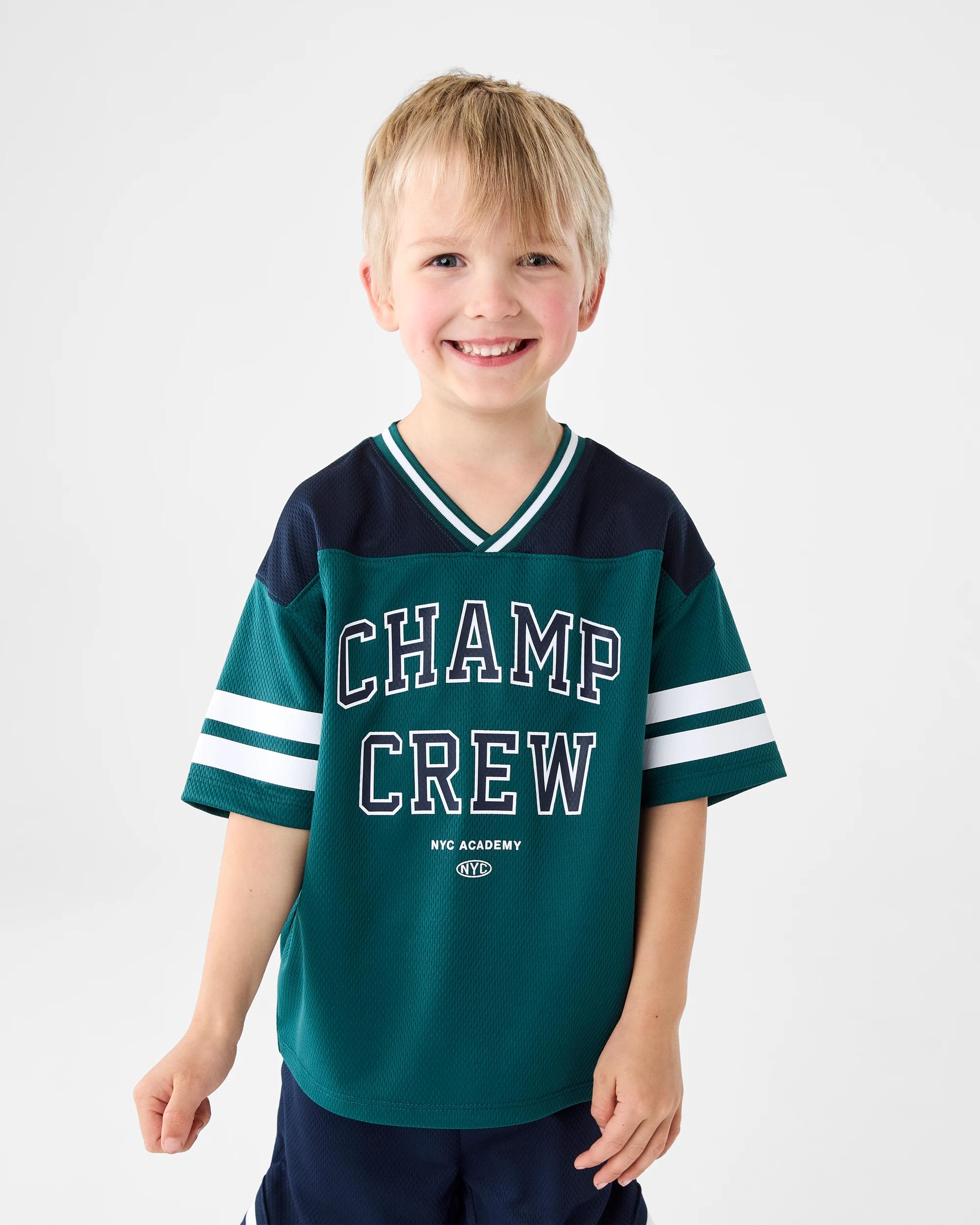 1 Oversized Sport Jersey Top Grn Varsit, 1 of 6
