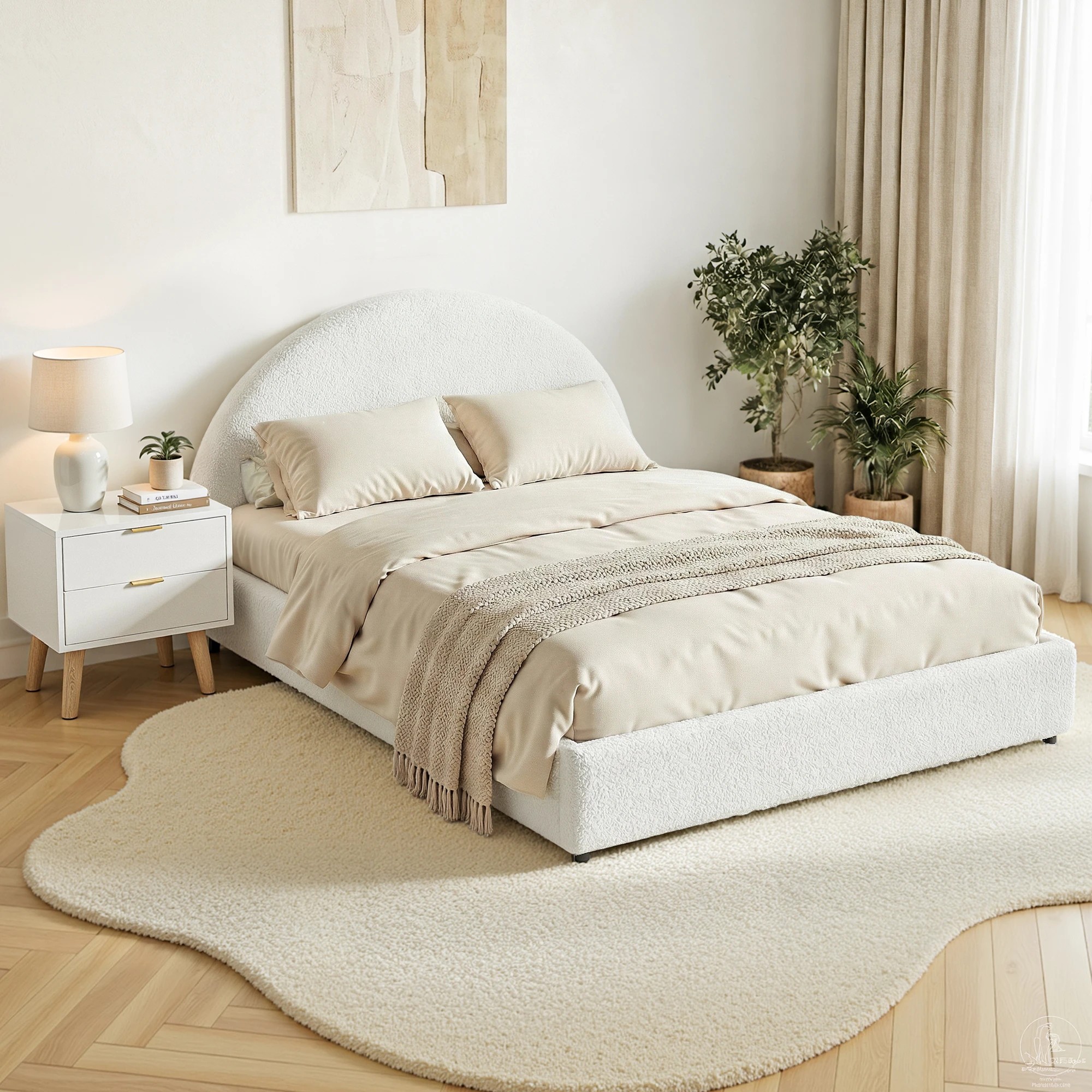 4 Artiss Bed Frame Set Gas Lift Storage Boucle Headboard 2 Drawer Nightstand - Queen Bed - Multi, 4 of 4