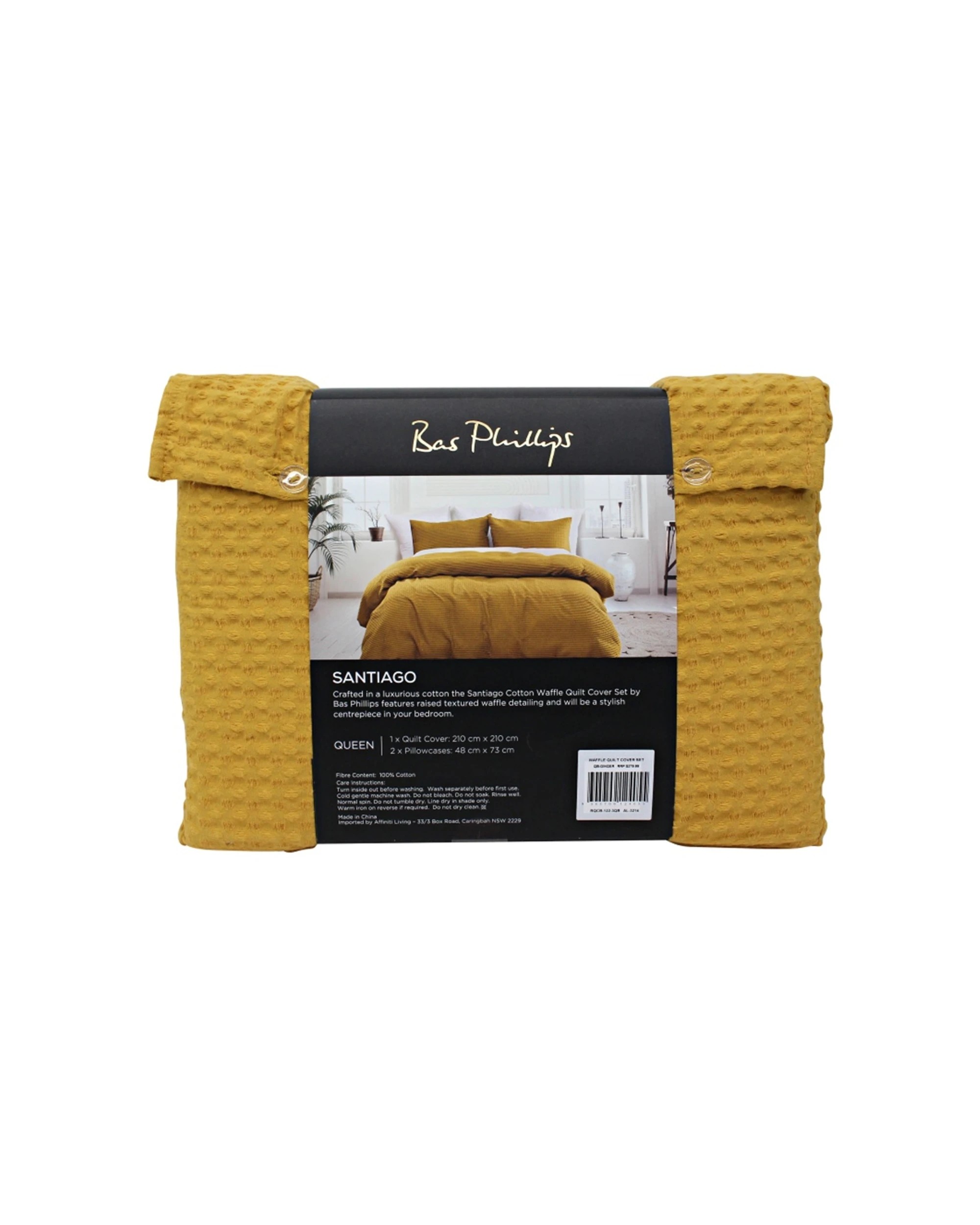 4 Bas Phillips 3pc Bas Phillips Santiago Cotton Waffle Quilt Cover Set Ginger - Queen Bed - Orange, 4 of 6