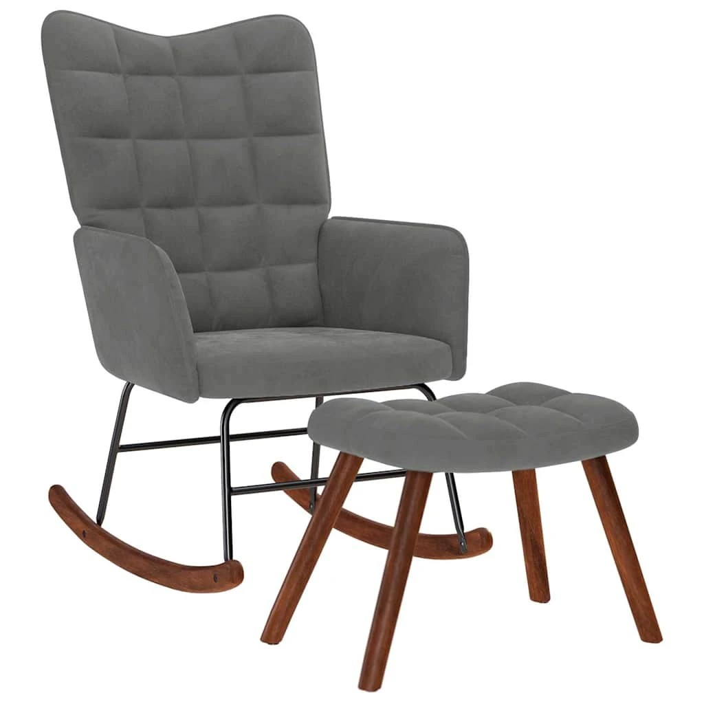 1 vidaXL rocking chair with stool - Grey, 1 of 9