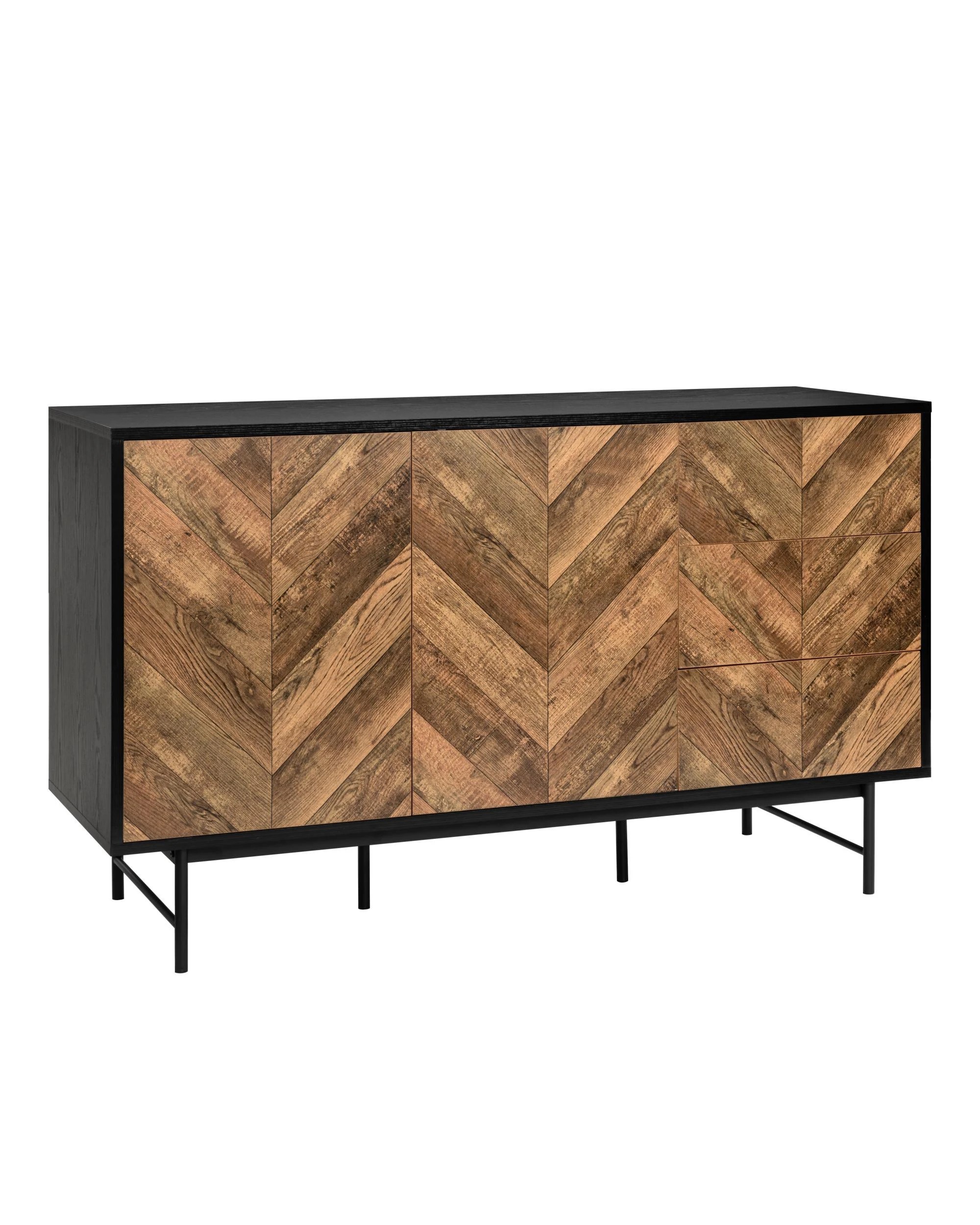 Kodu Buffet Credenza Sideboard Cabinet 2 Doors 3 Drawers - Black - Kmart