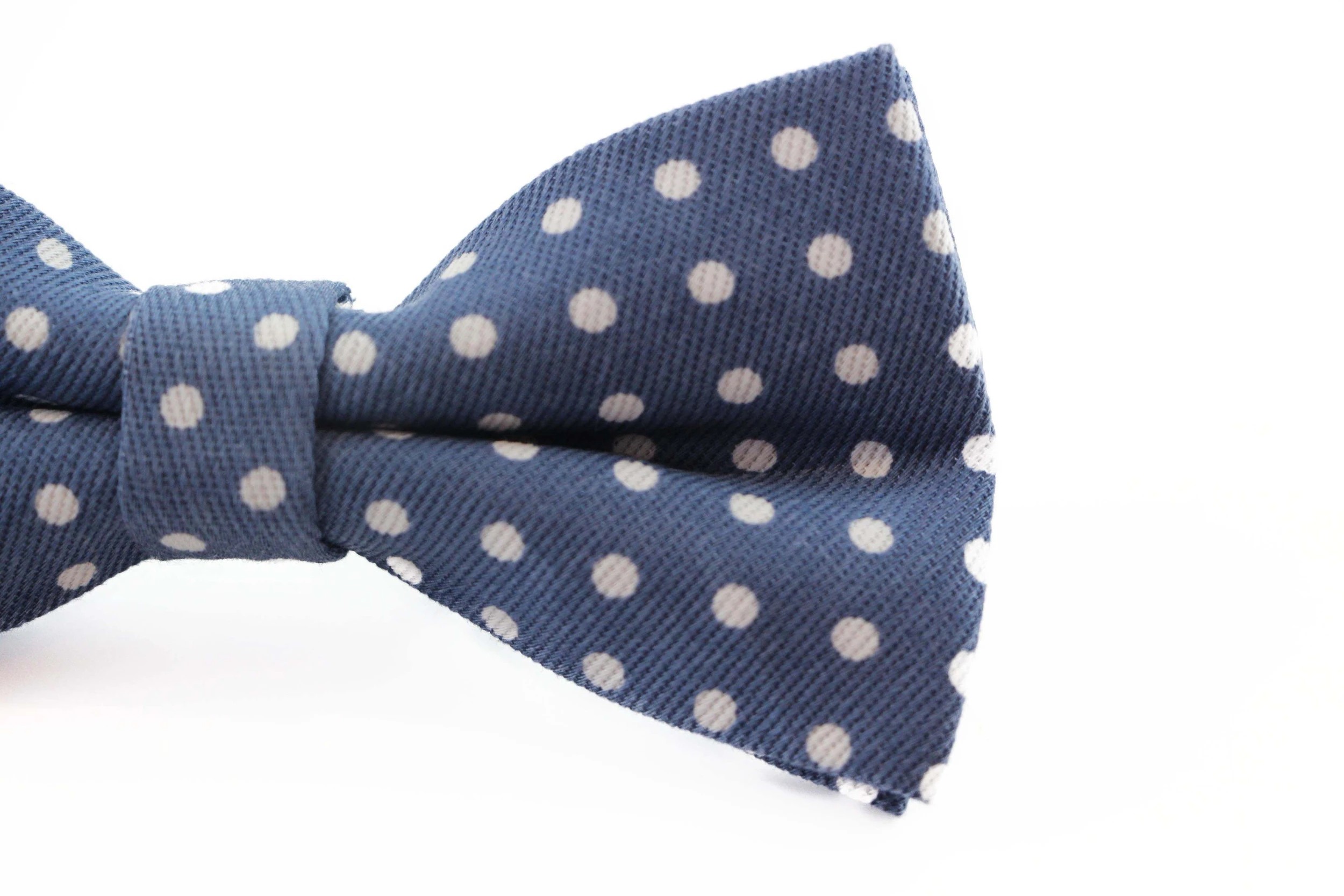 3 Zasel Mens Blue Grey & White Cord Polka Dot Patterned Bow Tie - Multi, 3 of 4