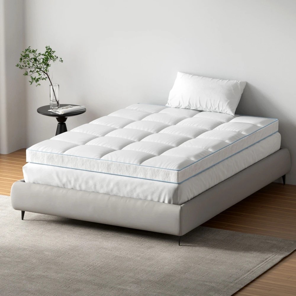 2 Giselle Bedding 1500GSM Bamboo Pillowtop Mattress Topper 10cm Thick Pad - Double Bed - White, 2 of 7
