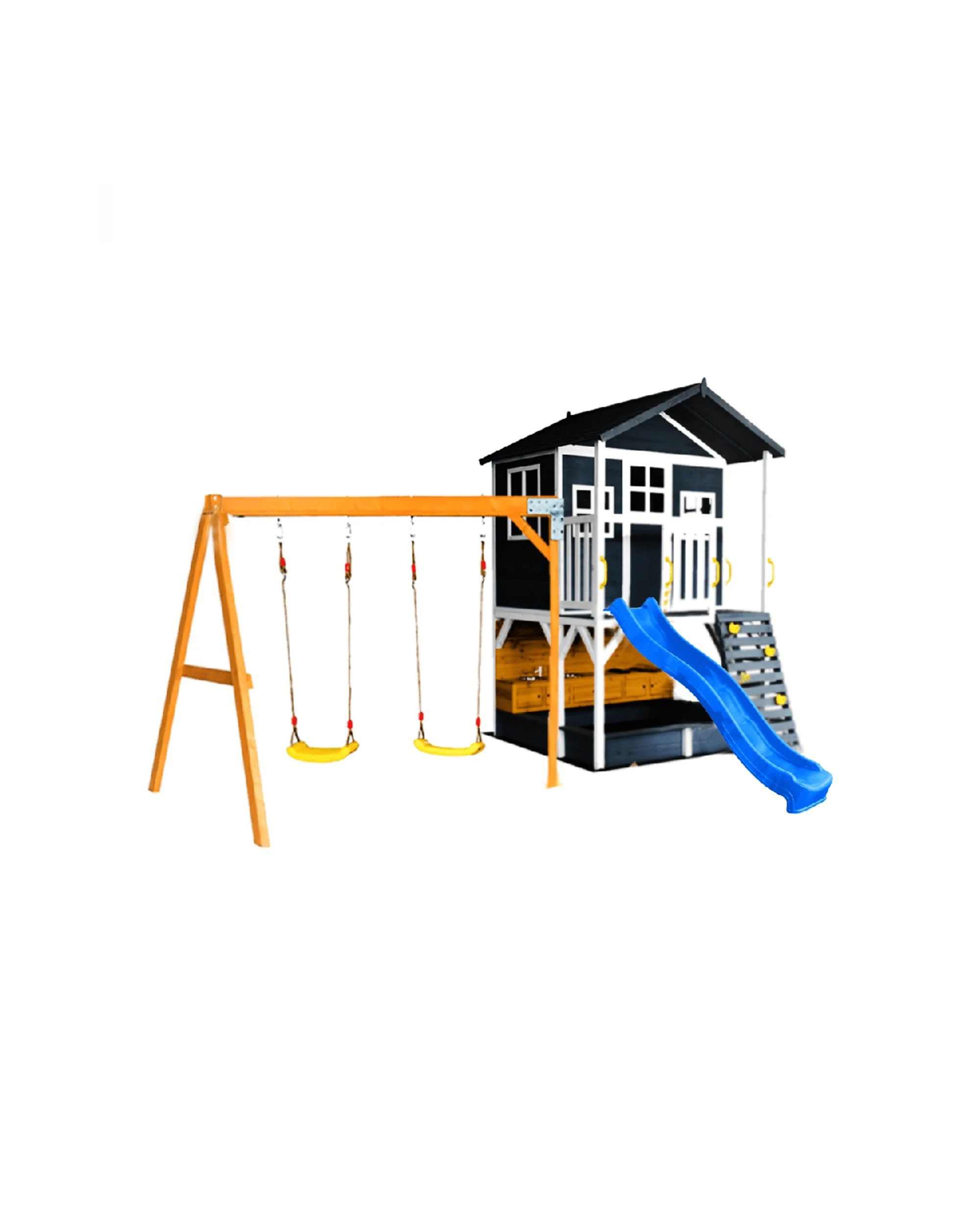 1 KIDZSHACK Caboodle Kids Cubby House With Mud Kitchen Swing Slide - Blue, 1 of 1