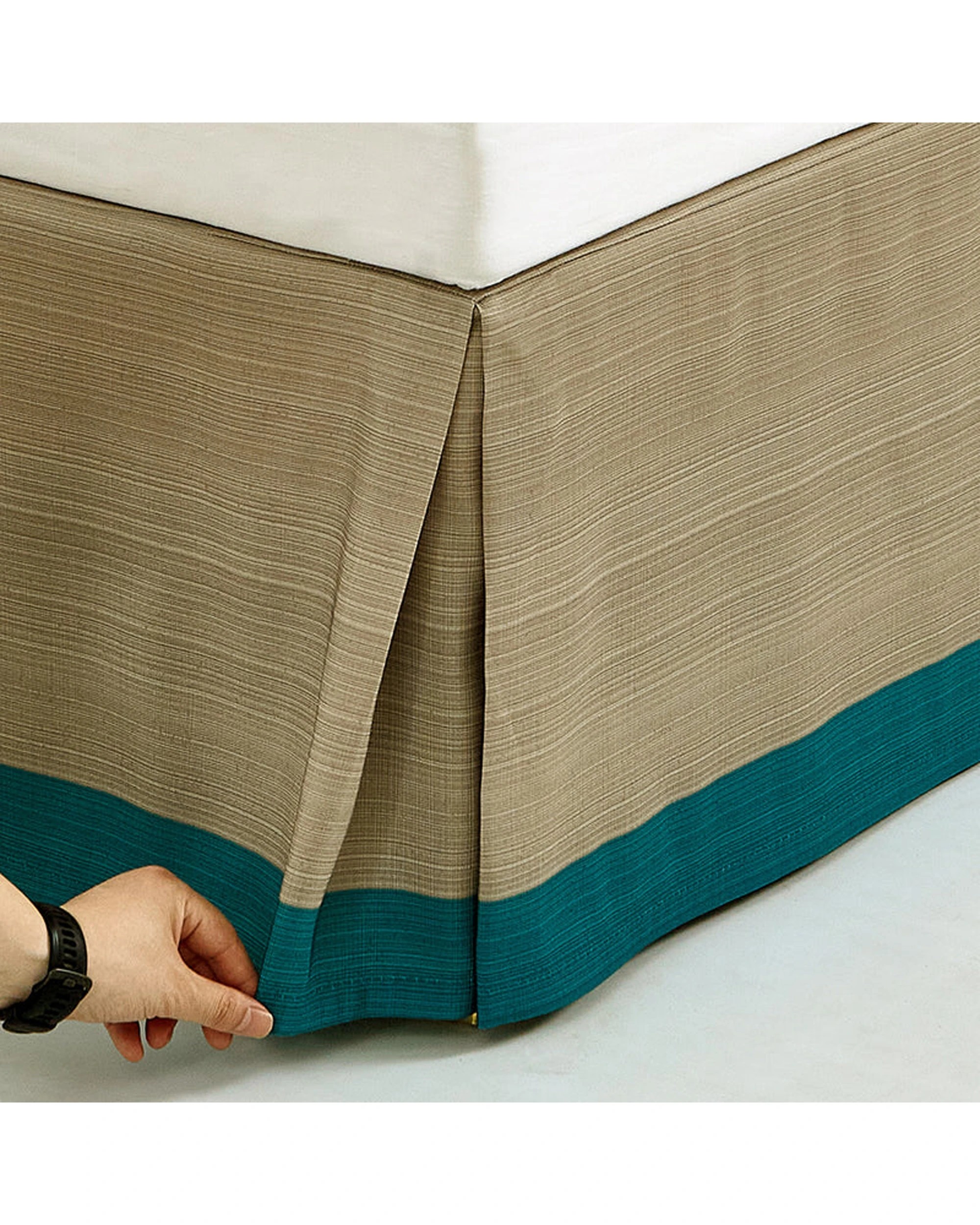 3 Cotton More Bed Skirt Valance With Go Over Bed Base Stripe Edge - King Bed - Blue, 3 of 3