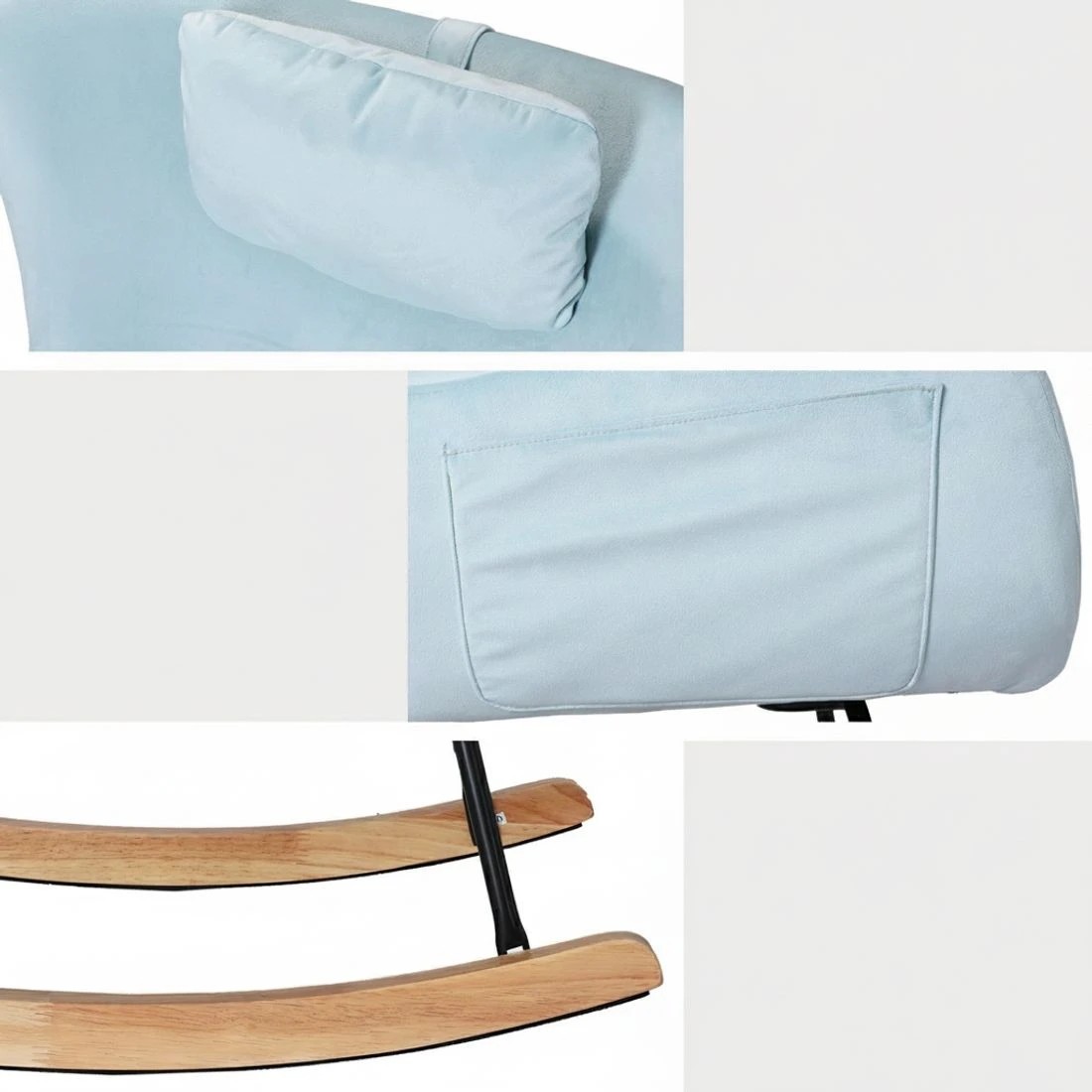 6 Artiss Rocking Chair Armchair Pillow Velvet - Green, 6 of 6