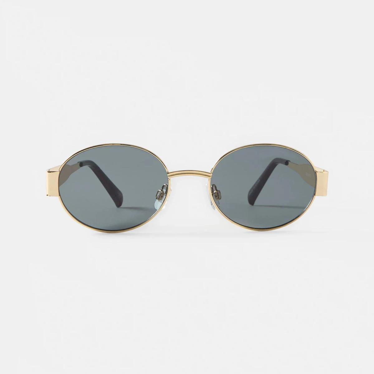 1 Oval Metal Sunglasses Gold, 1 of 8