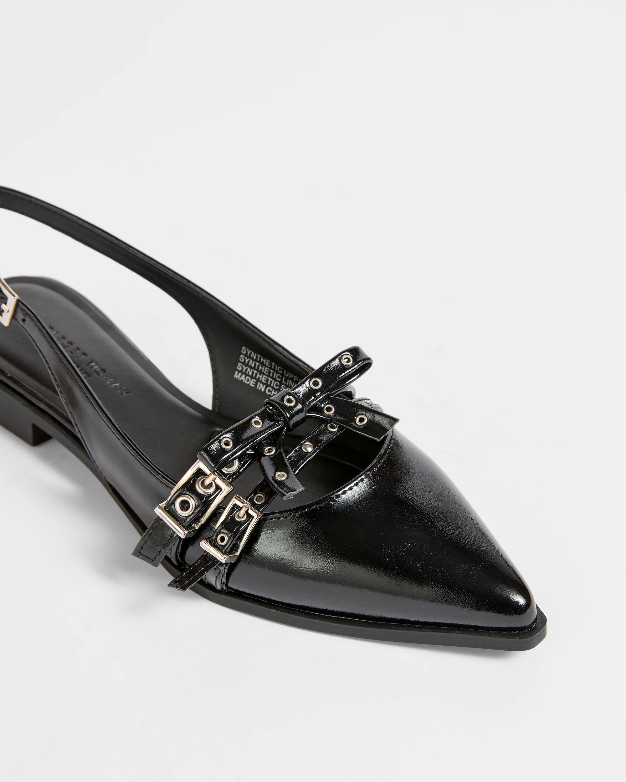 3 Target Woman Strap Studded Slingback Flat - Pinna BLACK, 3 of 3