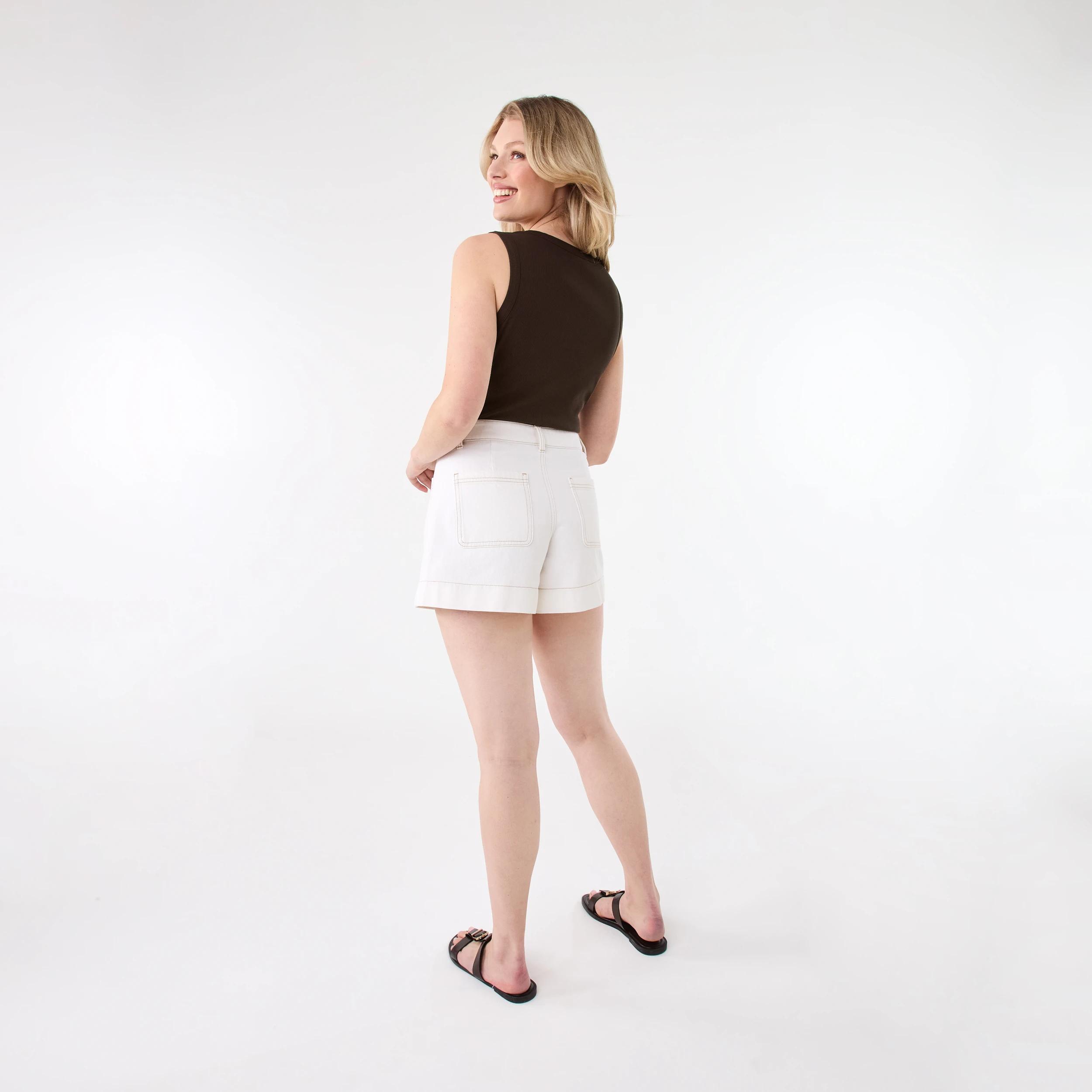 4 Pocket Front Denim Shorts Ecru, 4 of 8