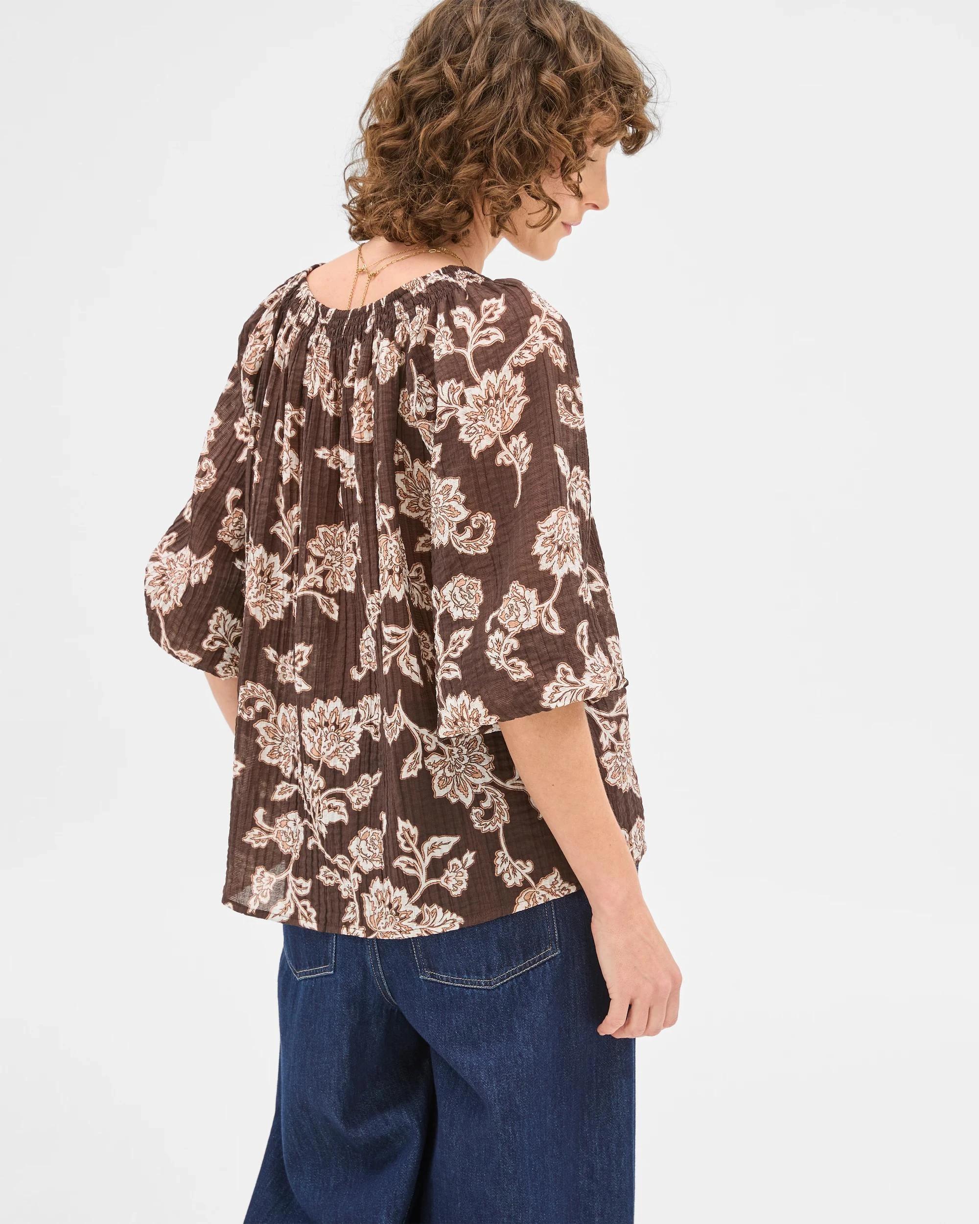 6 Target Long Sleeve Shirred Neck Blouse MEDITERRANEAN BLOOM, 6 of 6
