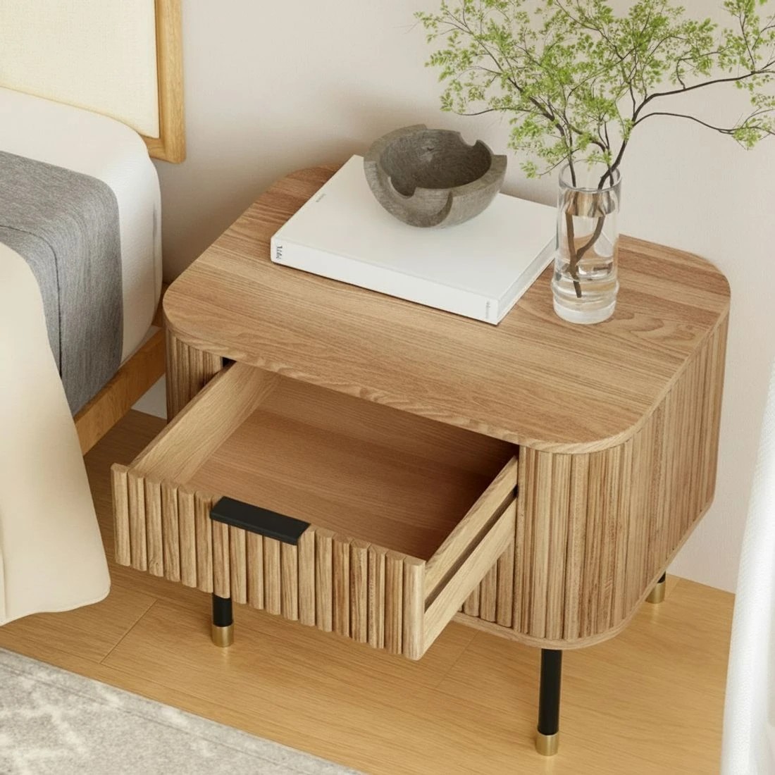 5 Artiss Bedside Table 2 Drawers - Brown, 5 of 7