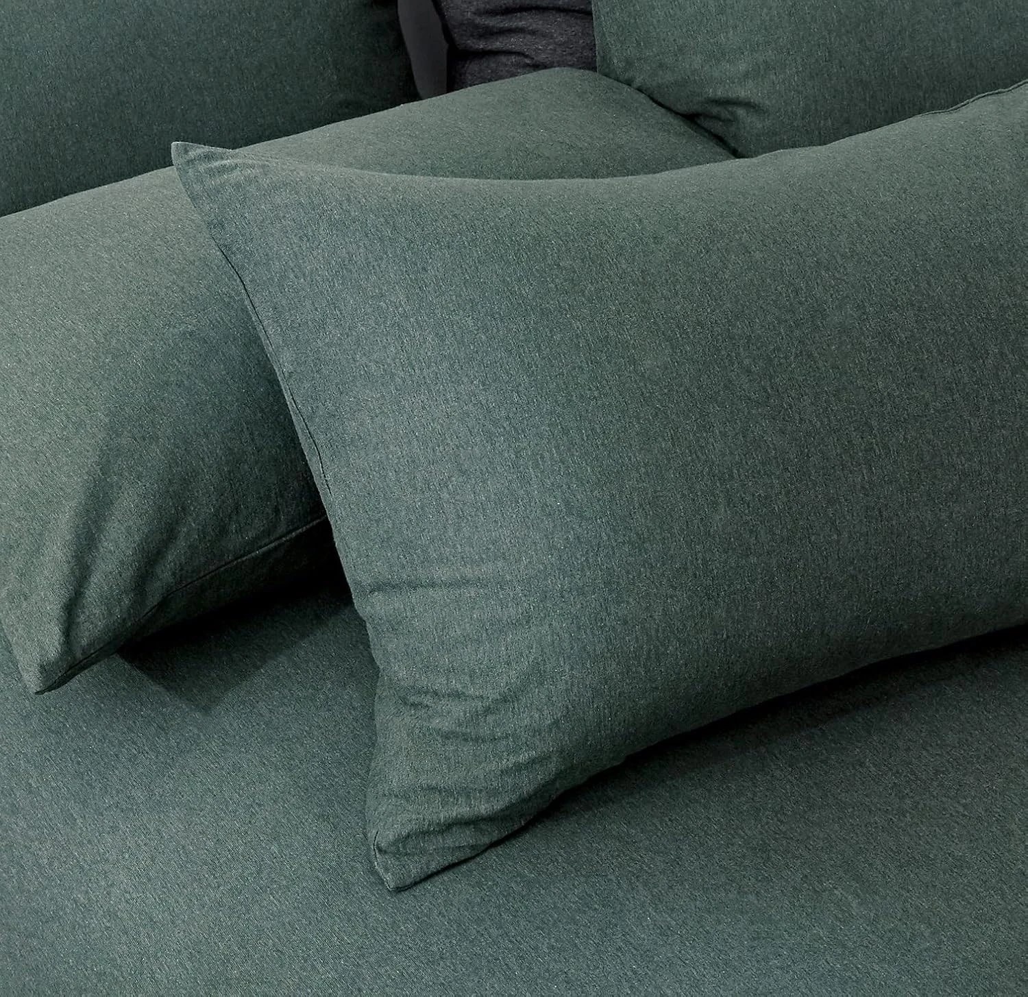 4 Gioia Casa Jersey Cotton Quilt Cover Set Soft Breathable Stretchy - Queen Bed - Green, 4 of 5