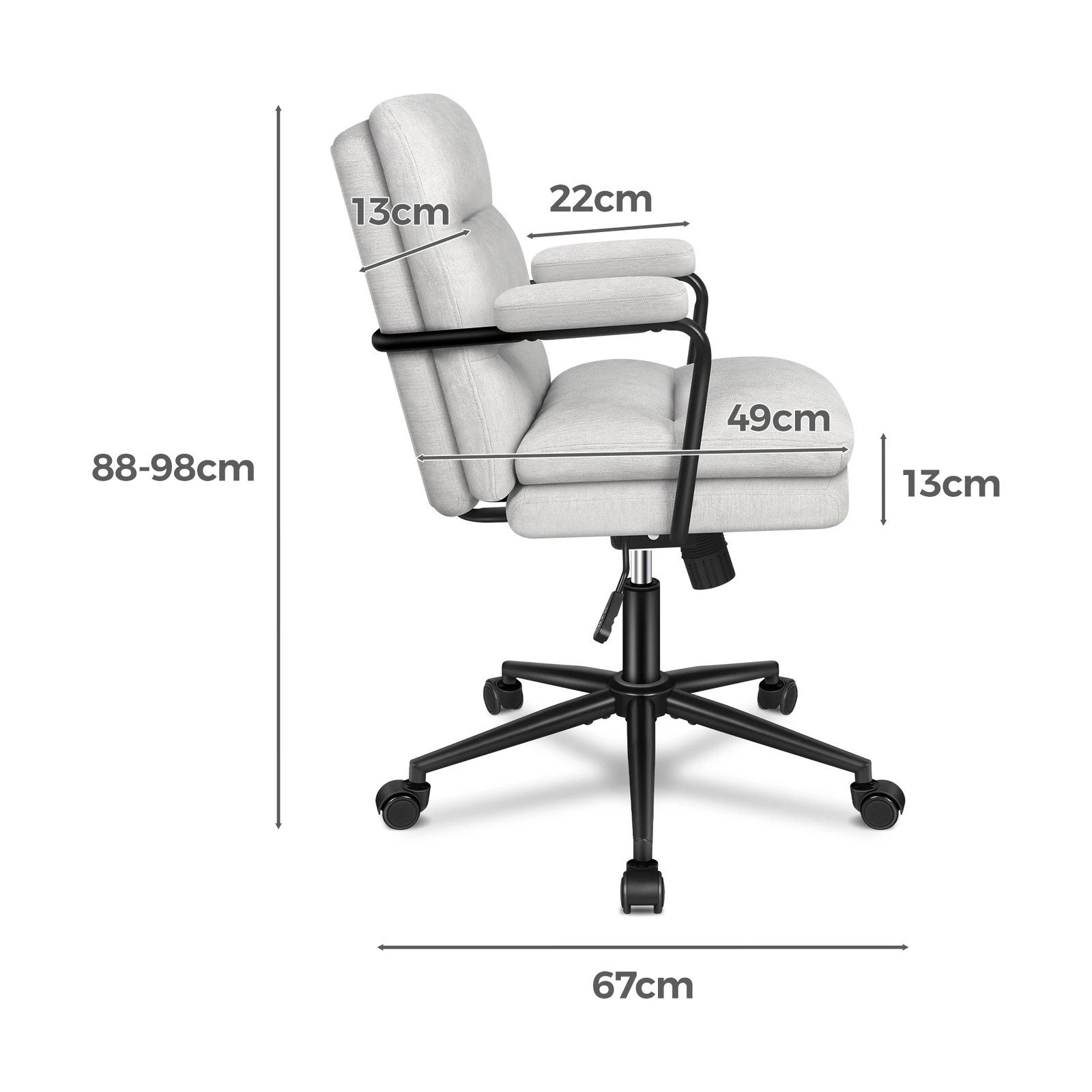 10 Alfordson Office Chair Ergonomic Executive Computer Work Seat Chenille - Grey, 10 of 10
