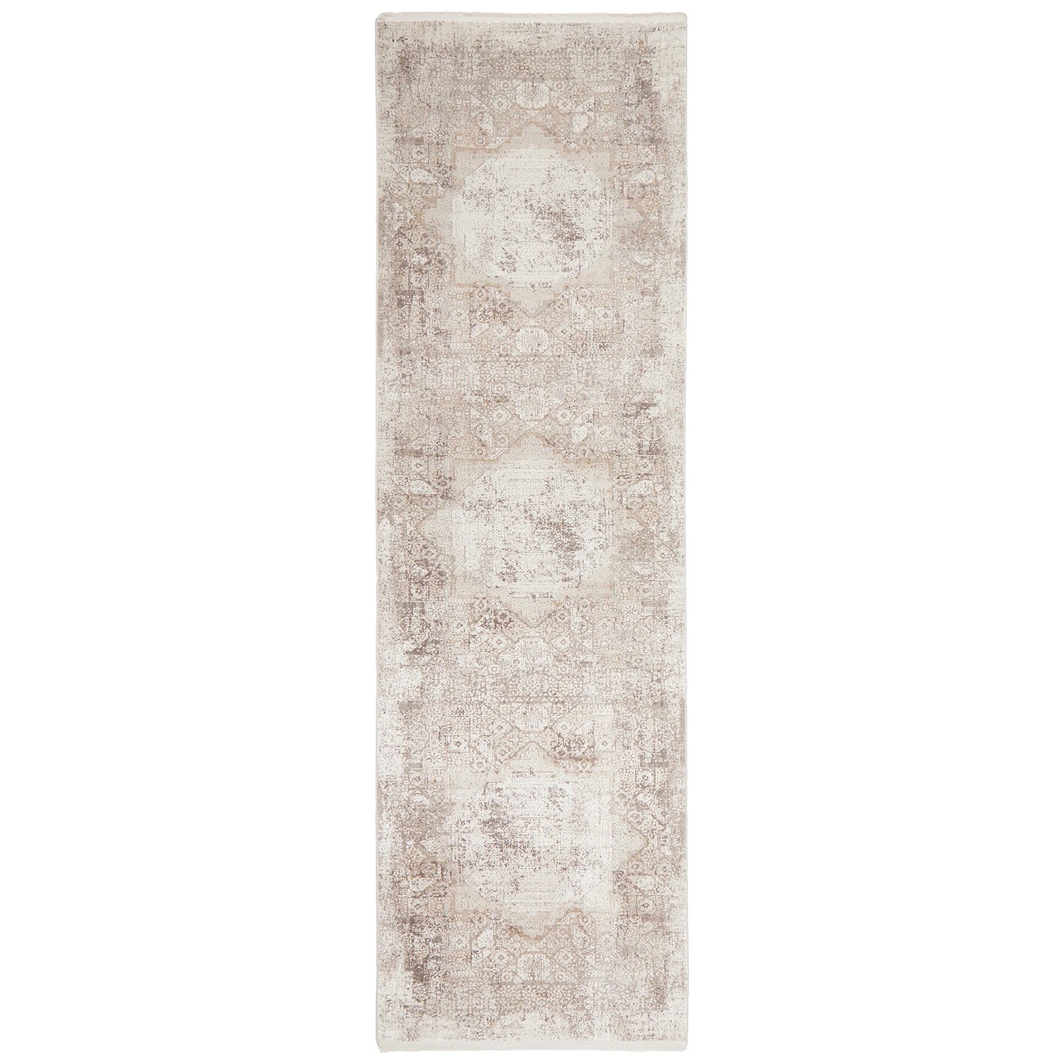 2 Common Ground Rugs Glimmers 110 300x80cm Runner - Medium Bamboo Silk Rug - Stone - Grey, 2 of 9