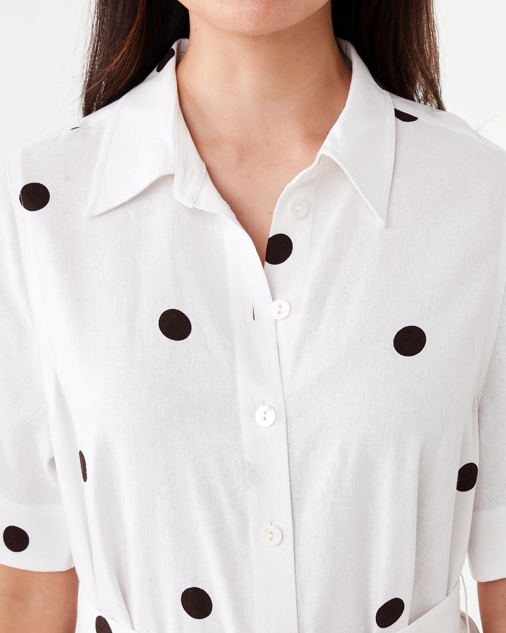 5 Short Sleeve Belted Midi Shirt Dress Choc Spot, 5 of 8