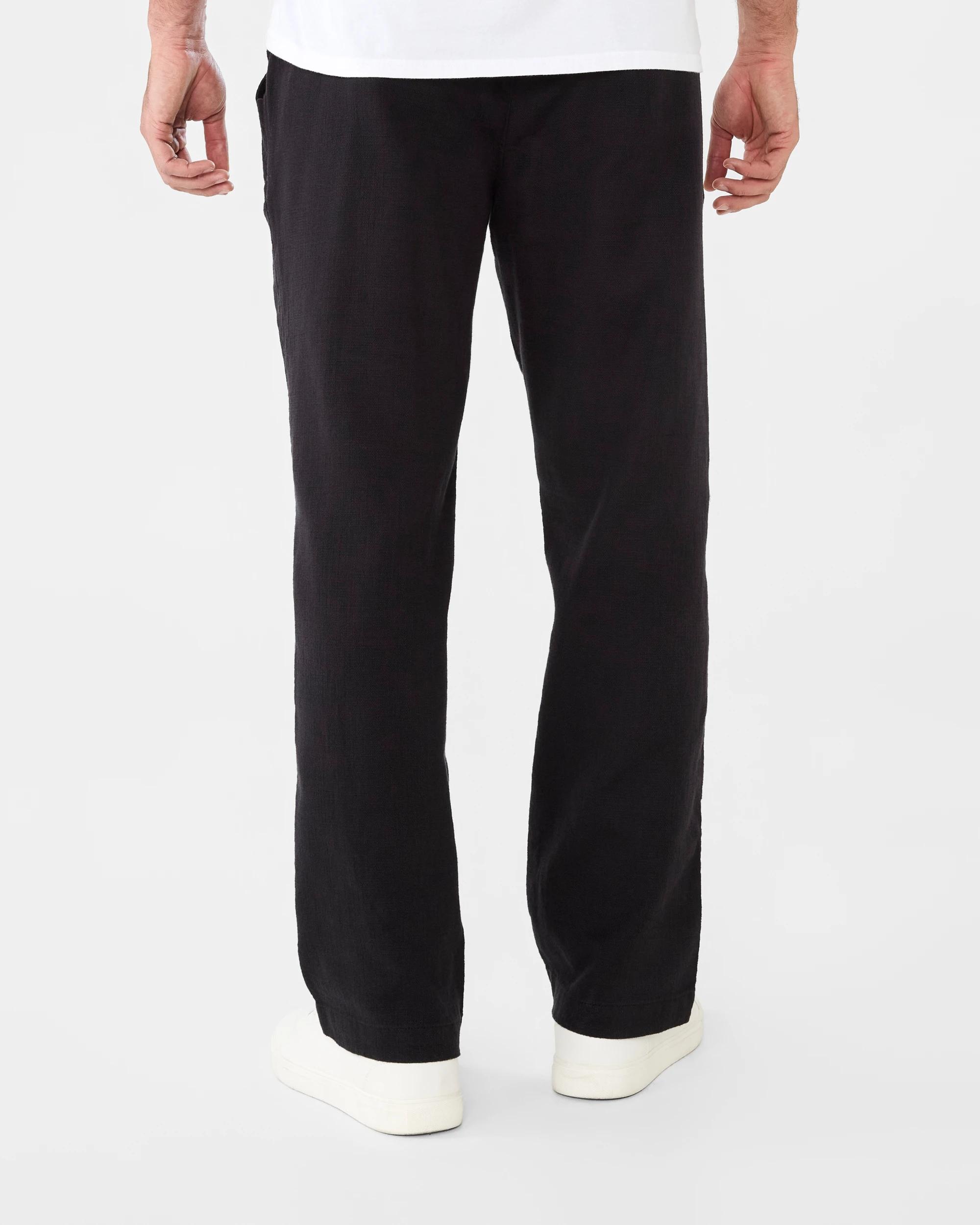 3 Elastic Waist Cotton Slub Pants Black, 3 of 6
