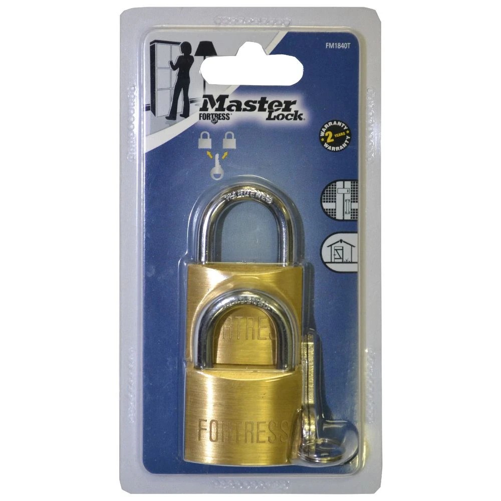 2 Master Lock Fortress 40mm Brass Padlock 2 Pack, 2 of 2