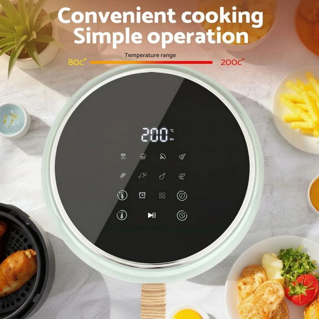 4 Devanti 5L Air Fryer Touch Control 1500W - Blue, 4 of 7