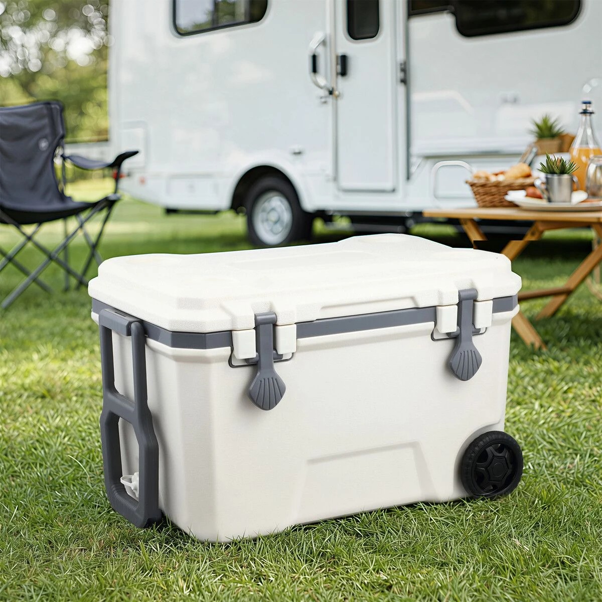 2 AUSWAY 36L Portable Cooler Box Wheeled Insulated Hard Ice Chest Lunch Coolbox, 2 of 7