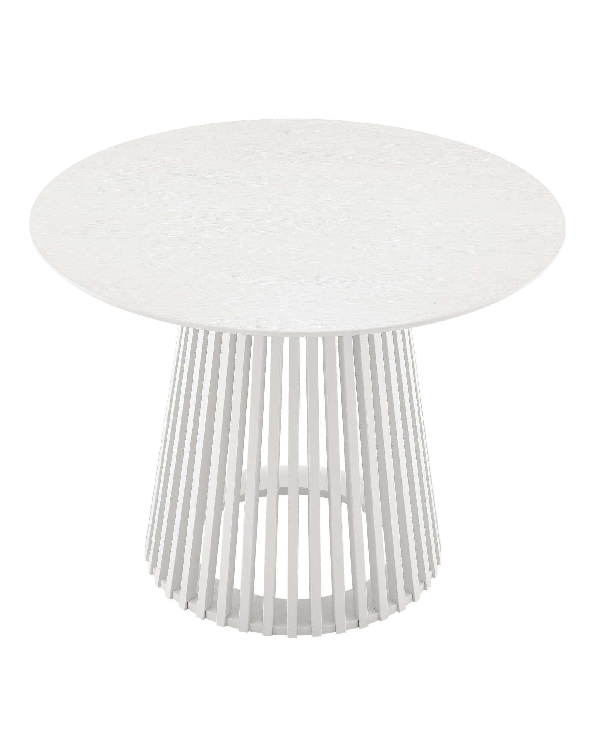 3 Kodu 100cm Round Dining Table with Slat Base - White, 3 of 7