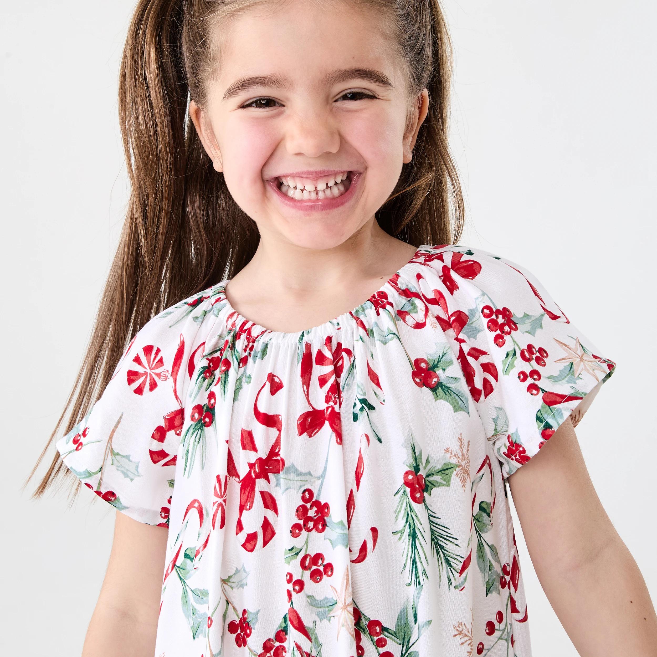 4 Christmas Viscose Family Matching Dress White Cane, 4 of 9
