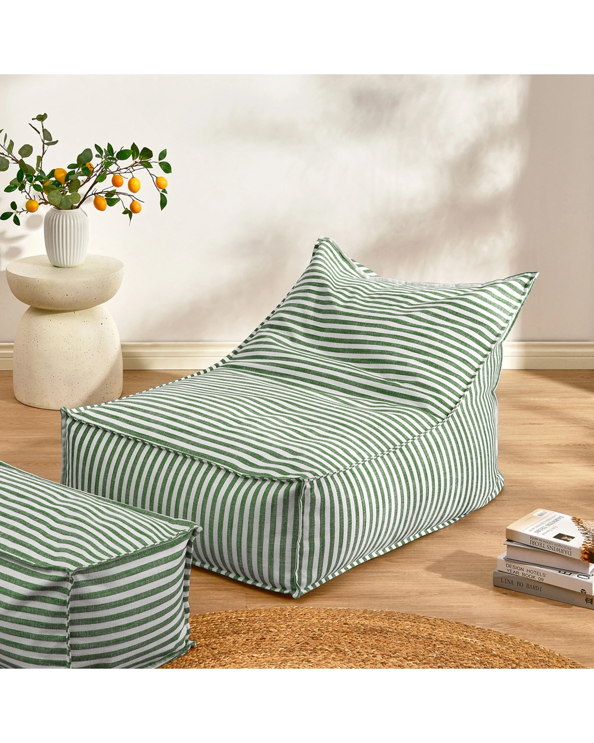 6 Cadence & Co. Oscar Faux Linen One Seater Bean Bag Lounge Cover - Olive, 6 of 7