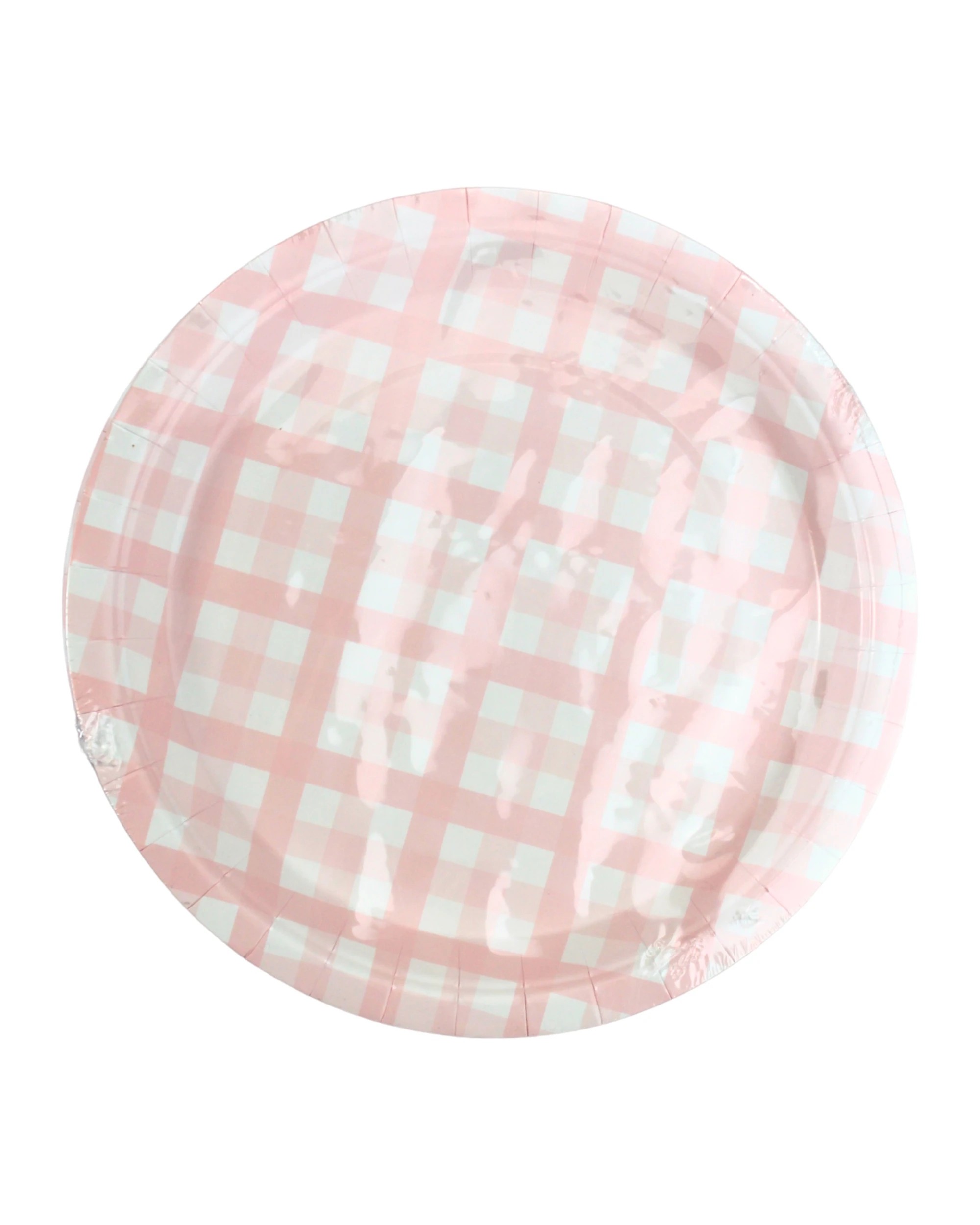 2 Amscan Pastel Pink Gingham Small Paper Plates Pack of 8 - Pink, 2 of 3