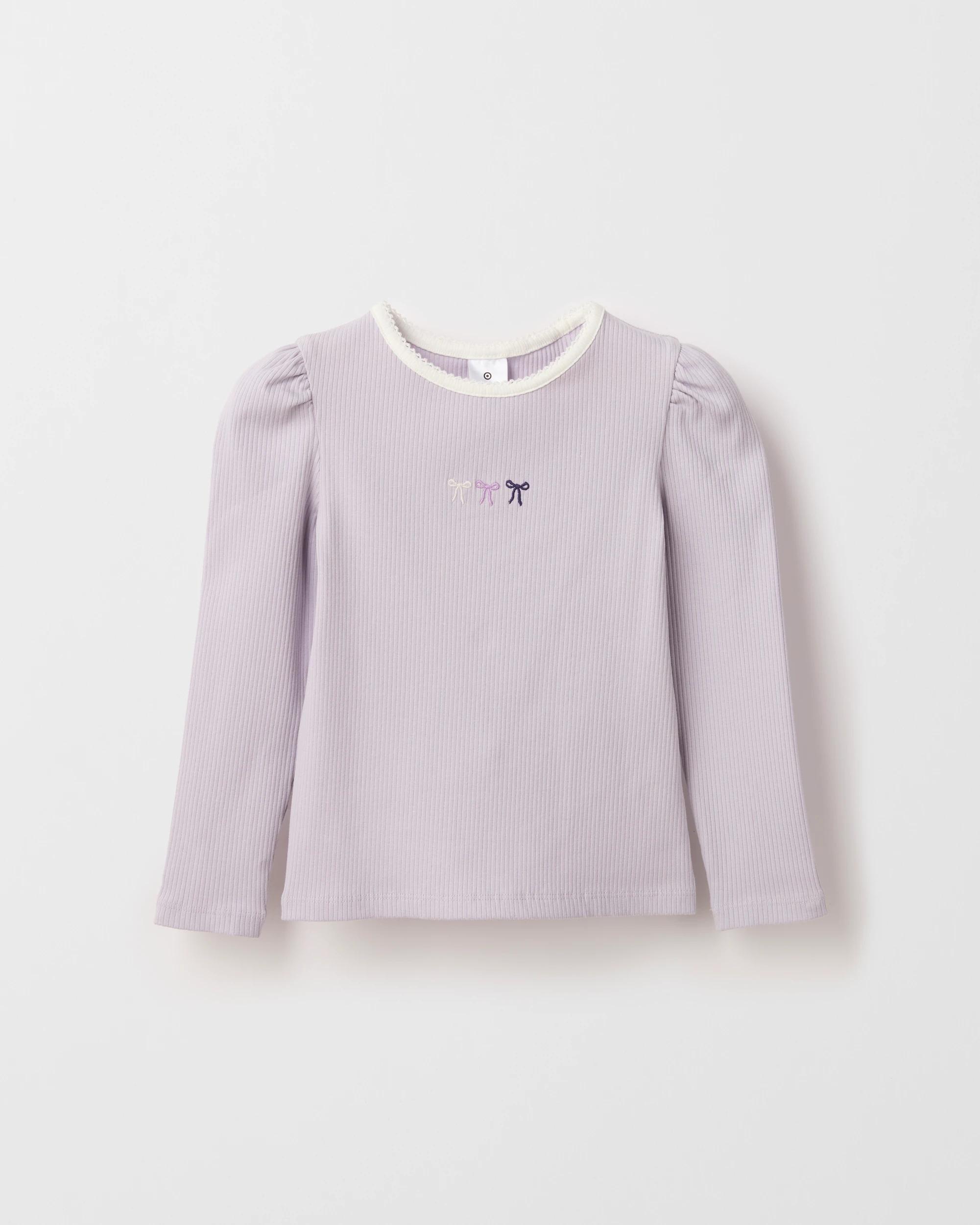 5 Target Kids Australian Cotton Blend Long Sleeve Rib T-Shirt PURPLE BOW, 5 of 6