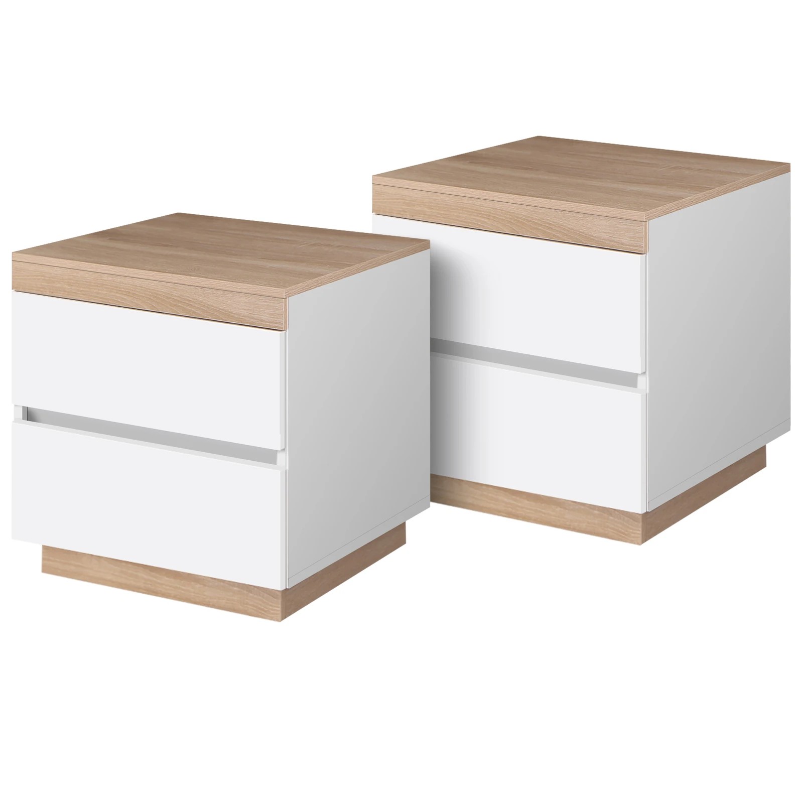 1 Alfordson 2x Bedside Table Nightstand Storage Side End Cabinet Drawers Wood - White, 1 of 9