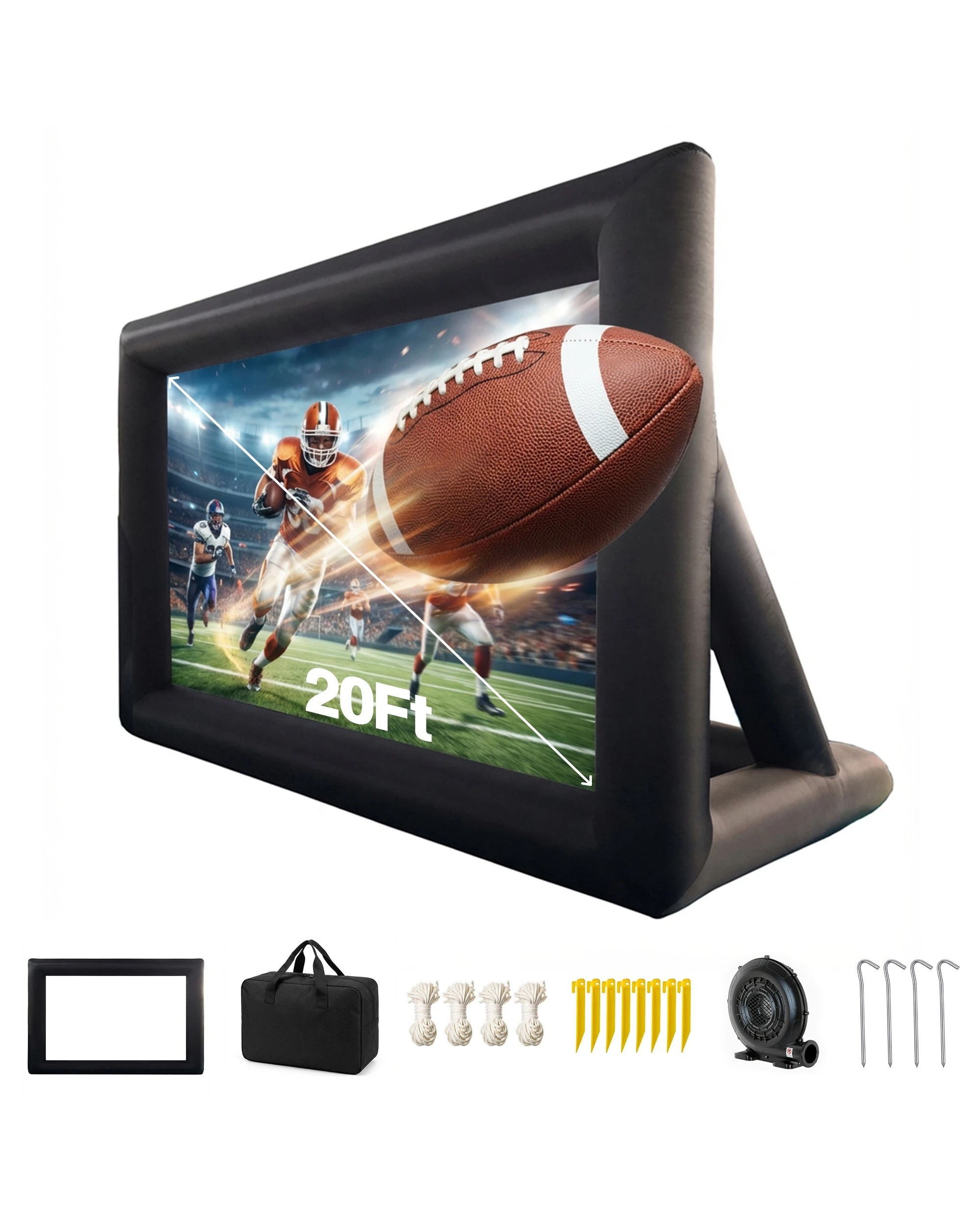 5 Advwin Mini Projector and 20ft Inflatable Movie Screen Combo Outdoor Projector and Screen with Blower - Black, 5 of 6