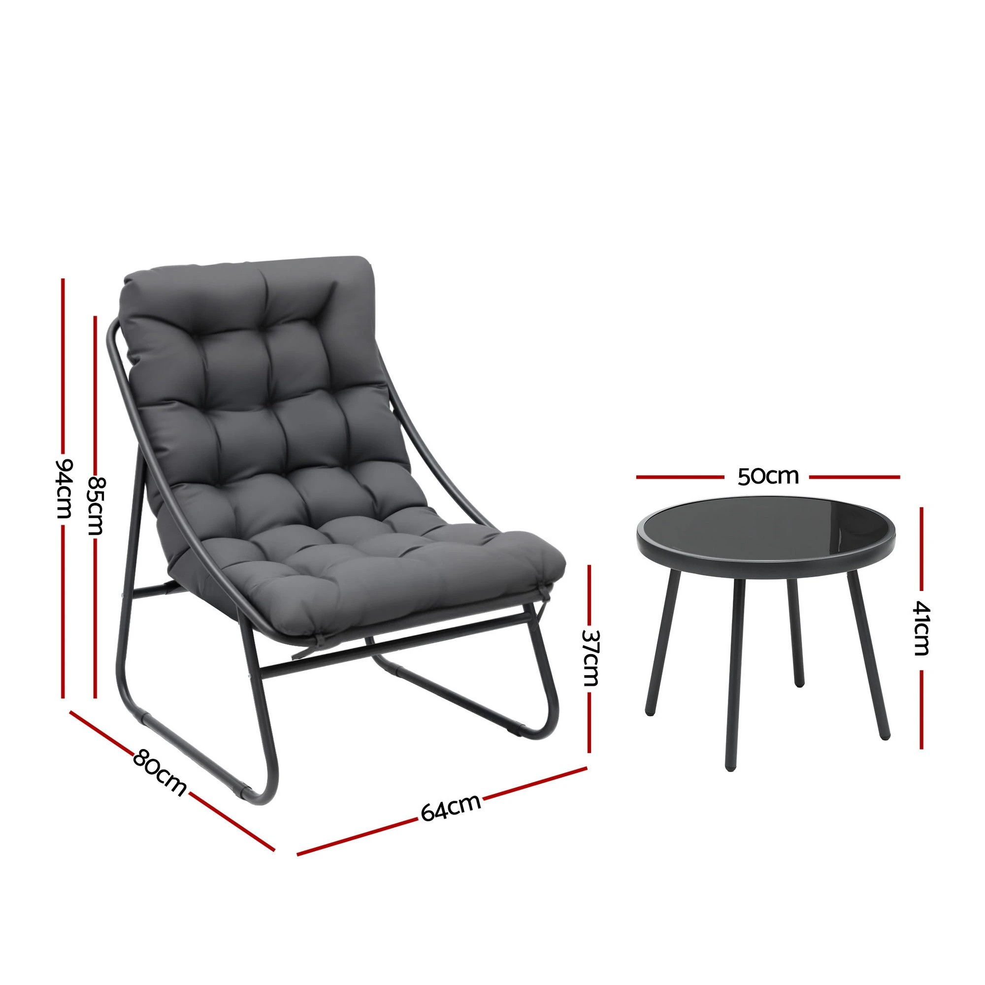 2 Gardeon 3PC Outdoor Bistro Set Patio Furniture Table and Chairs Steel Dining - Grey, 2 of 2