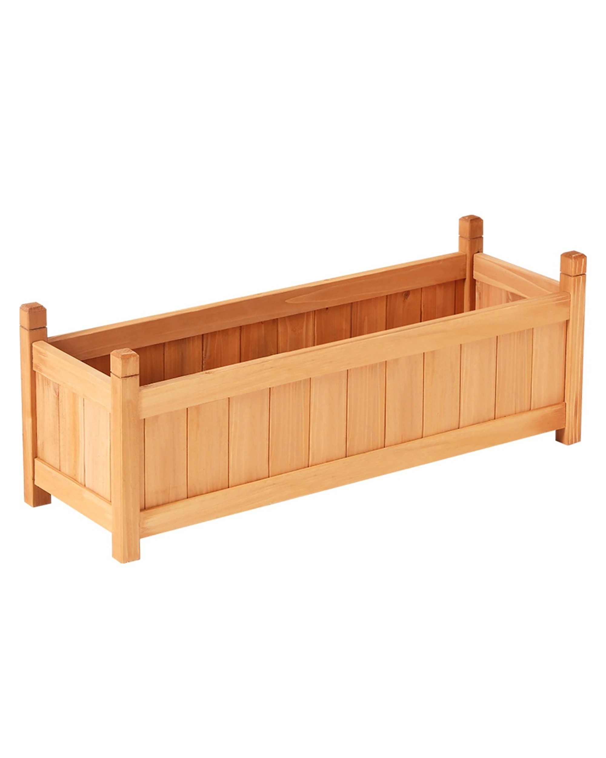 1 Green Fingers Garden Bed 90x30x33cm Wooden Planter Box Raised Container Growing - Brown, 1 of 5