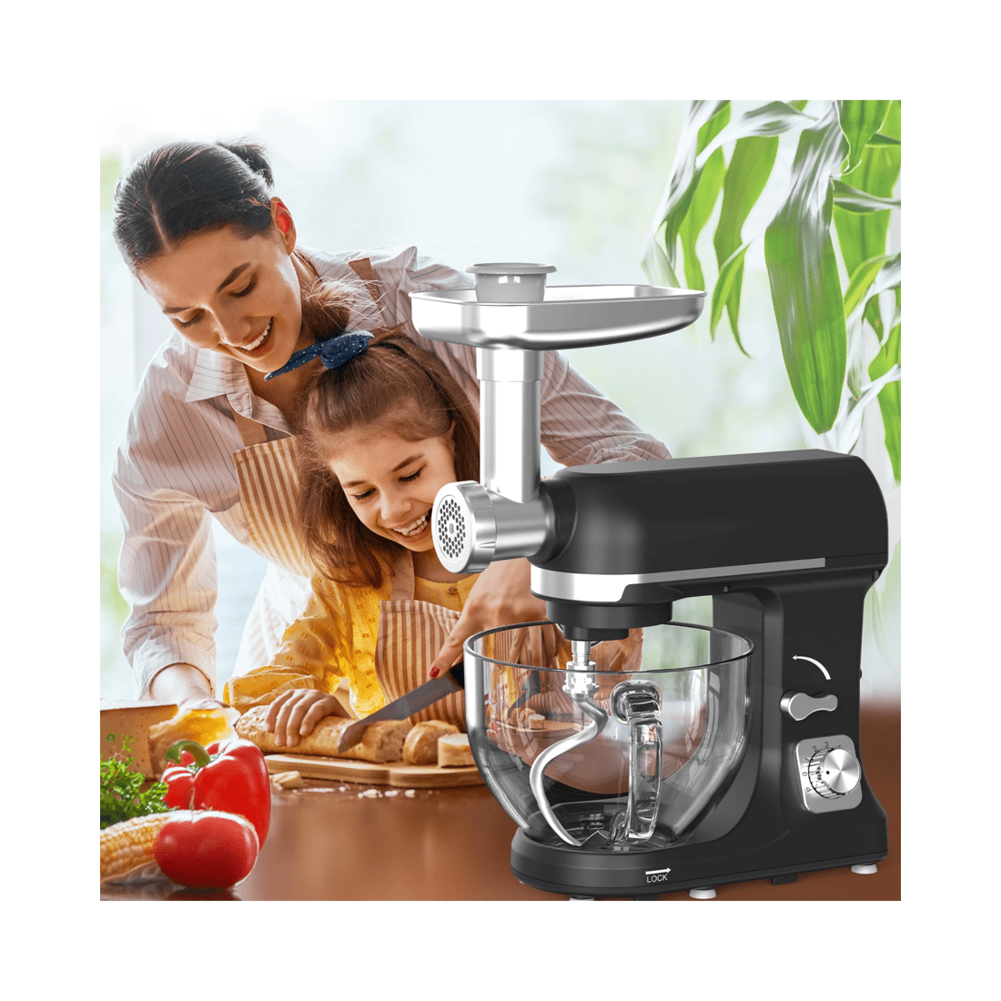 6 Advwin 6 In 1 Stand Mixer, 1400w 5.5l Kitchen Food Mixer, 6 Speed With Tilt-head Pulse Electric Mixer, 6 of 8