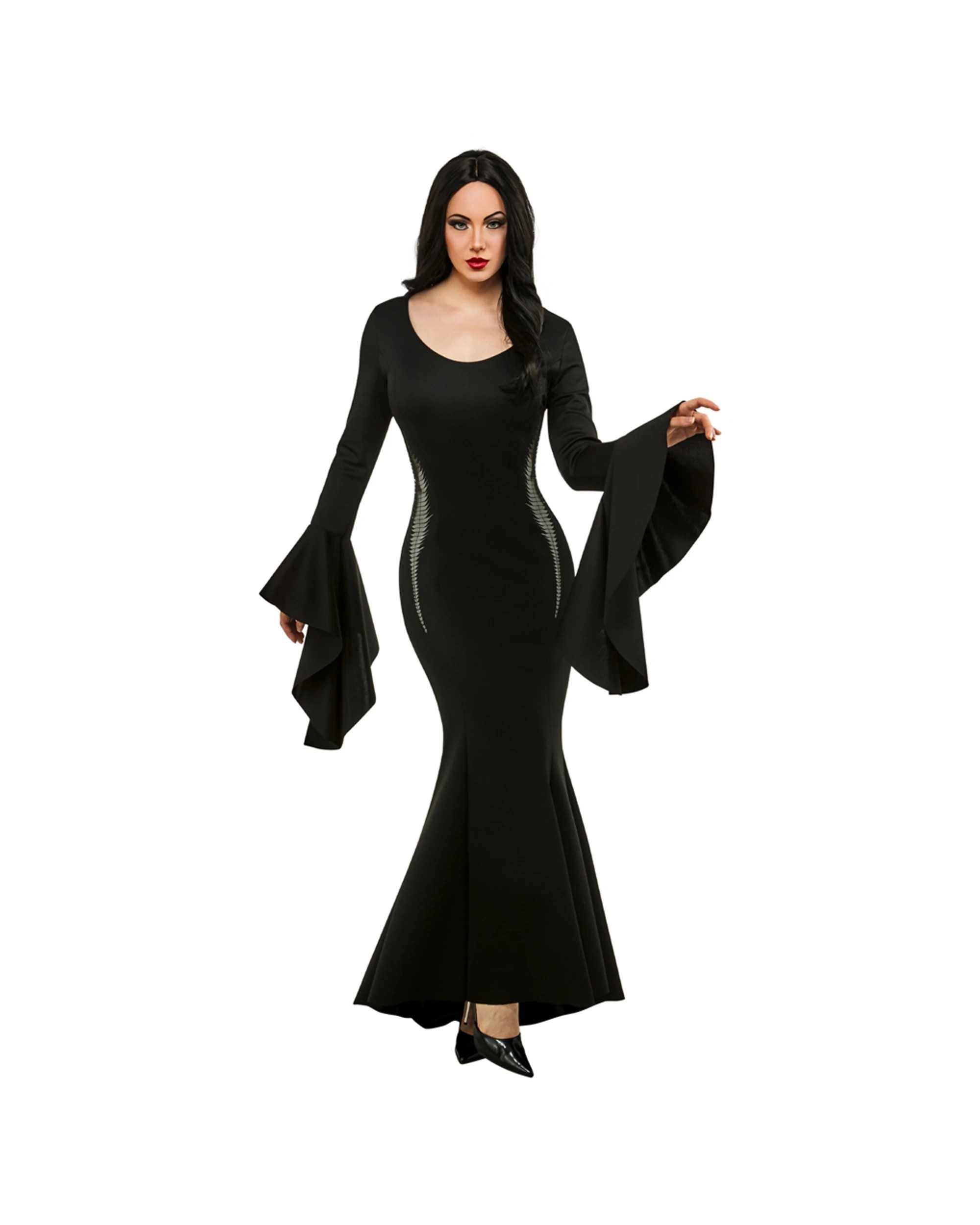 3 Wednesday Morticia Deluxe Adult Wednesday Costume Dress-Up Size M - Black, 3 of 4